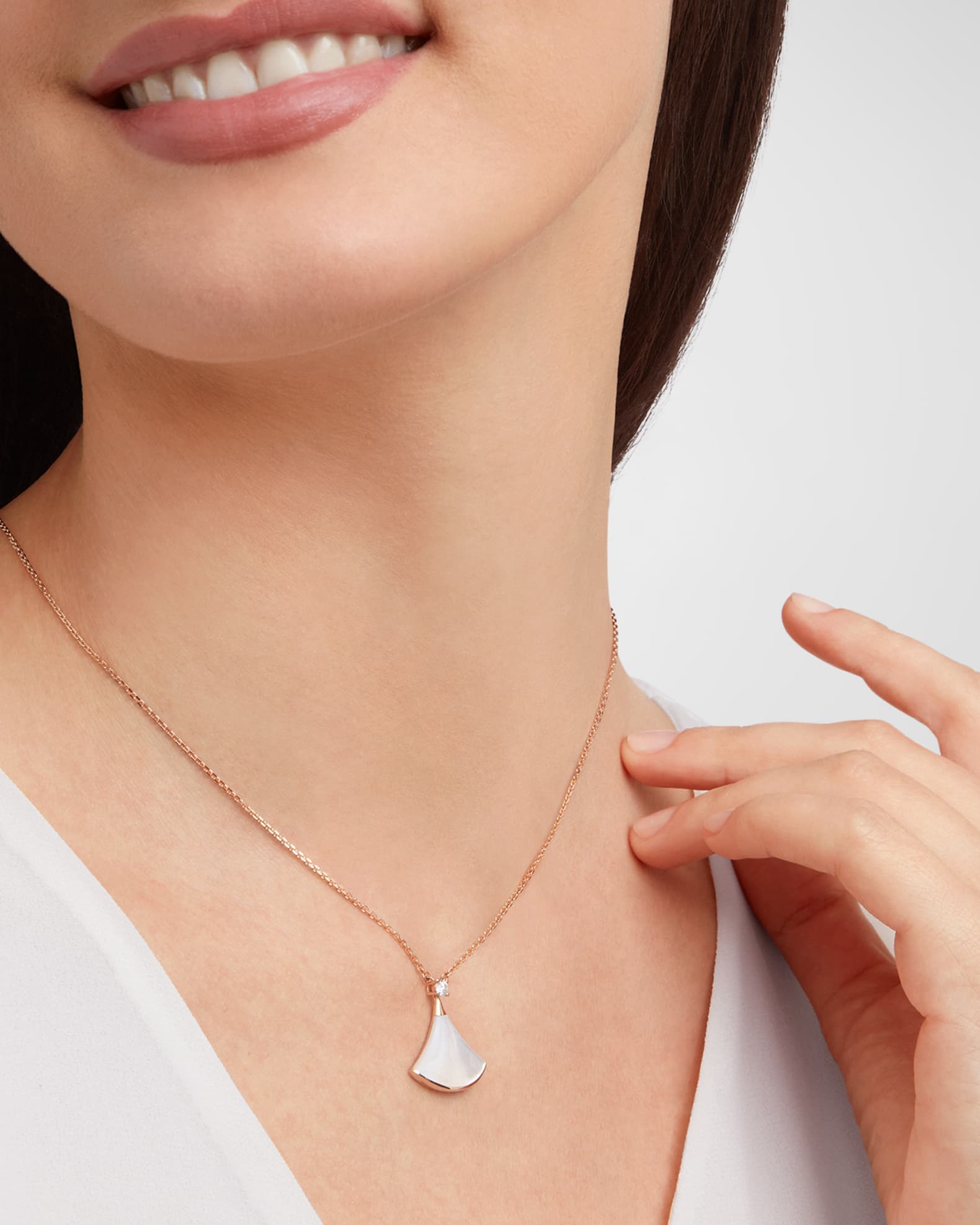 BVLGARI Divas Dream Rose Gold Pendant Necklace with Mother of Pearl Neiman Marcus