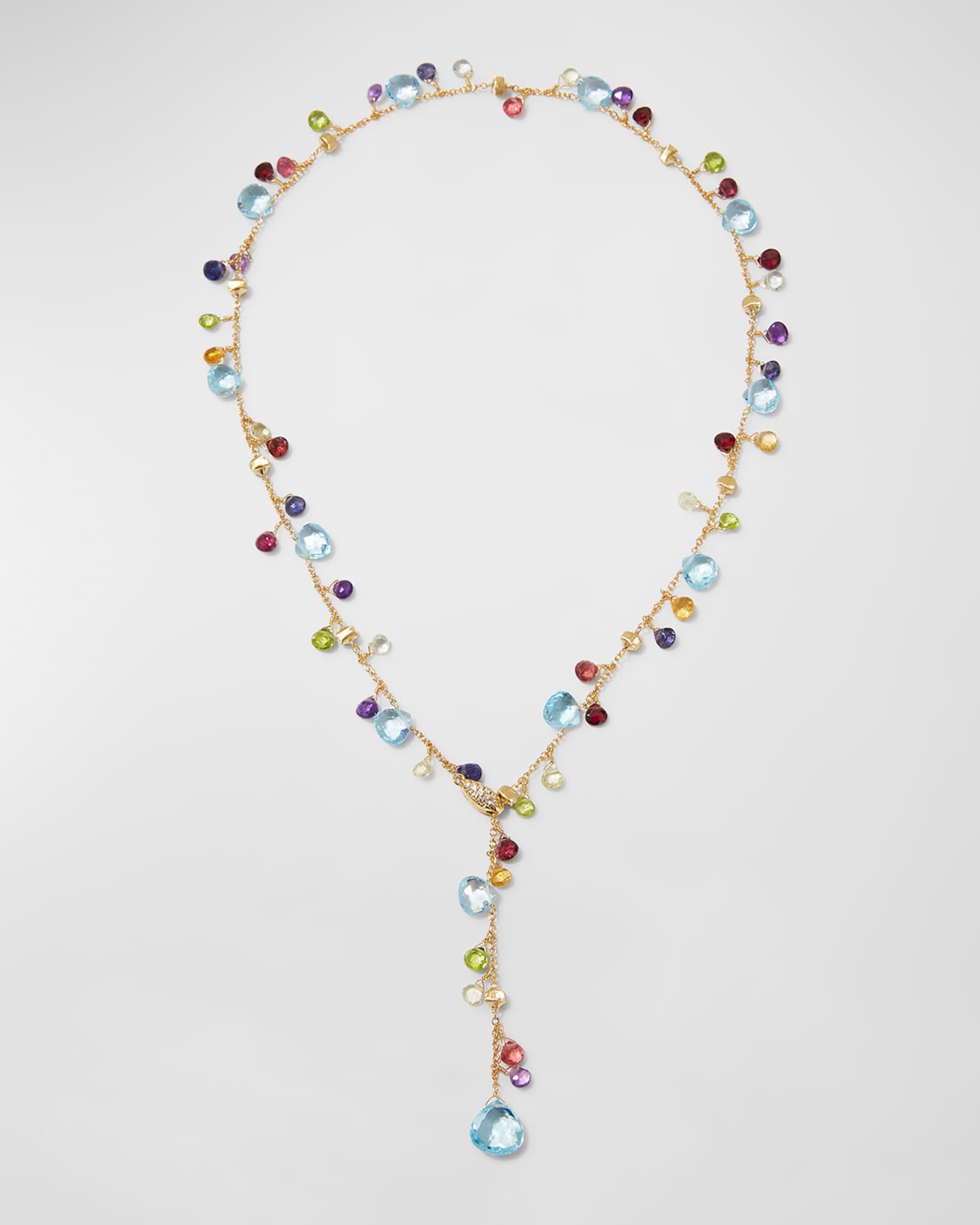Paradise 18K Yellow Gold Diamond Lariat with Mixed Stones 0