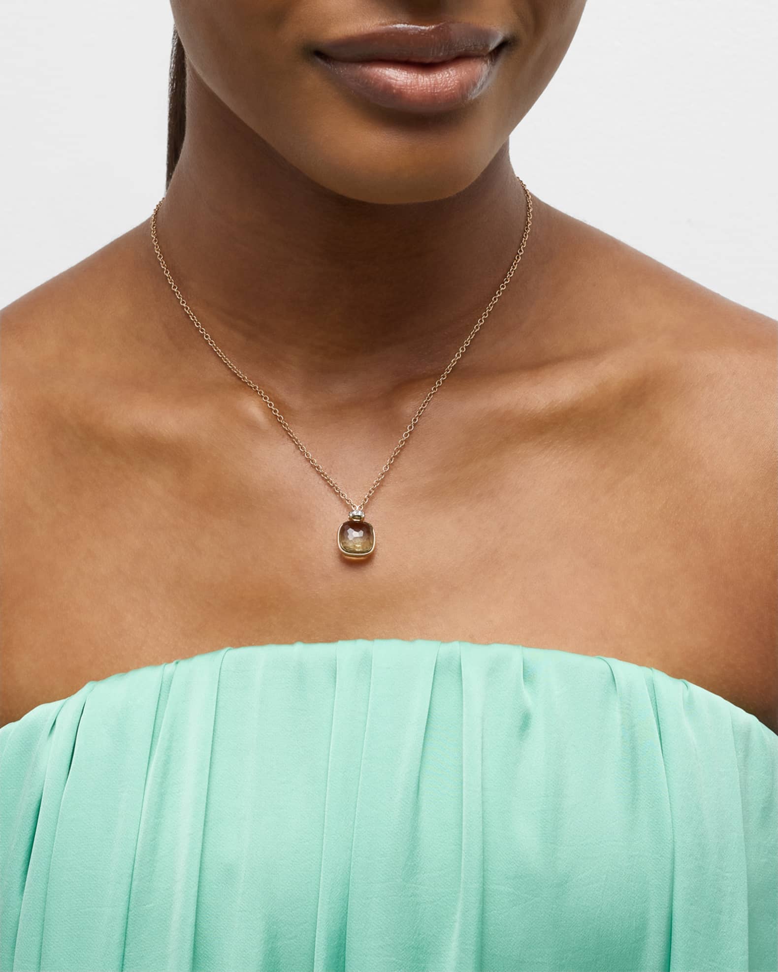 Nudo Classic 18K Rose Gold Necklace with Prasiolite and White Diamonds 1