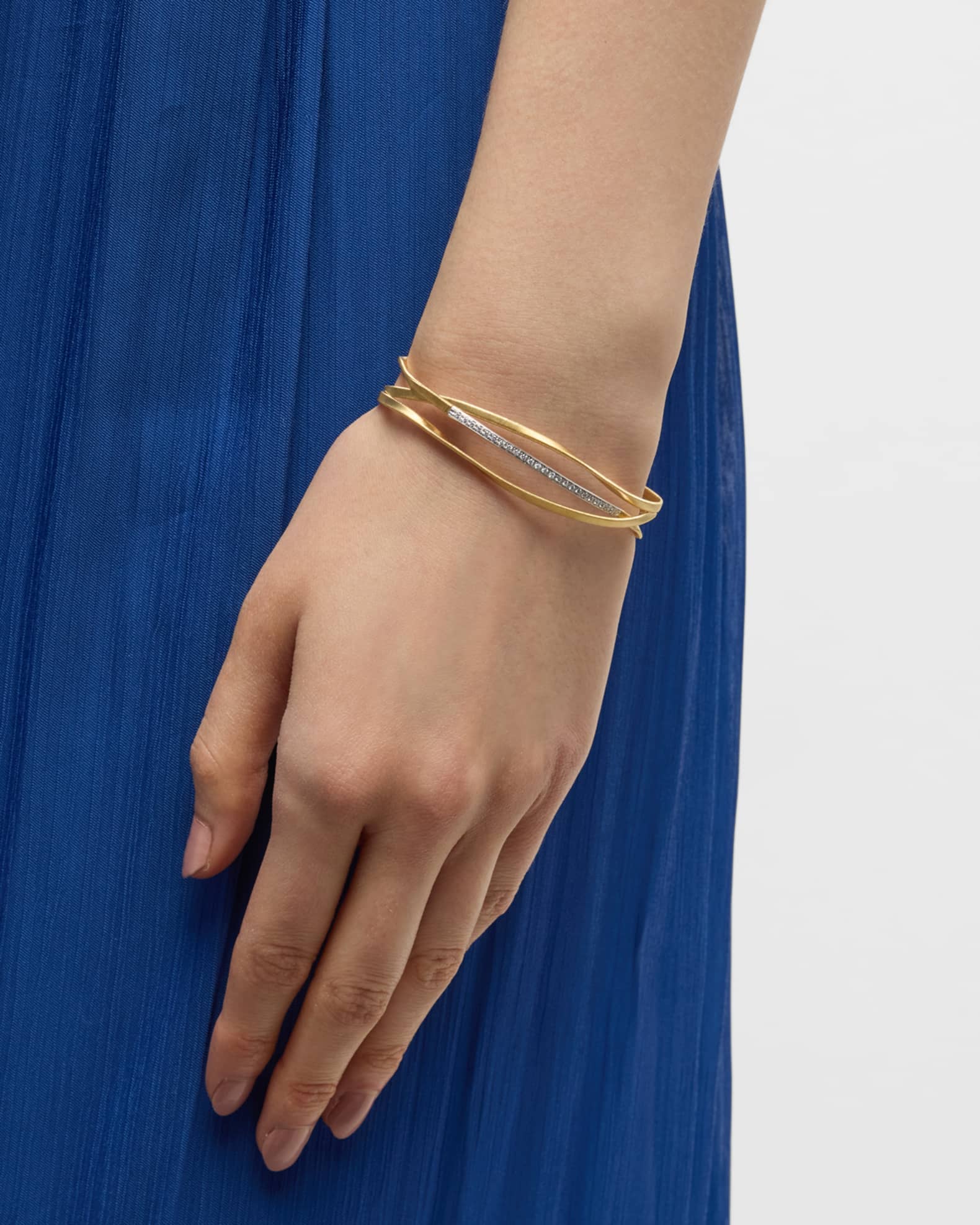 Marrakech 18K Yellow Gold 3-Strand Coil Bangle with Diamonds 1