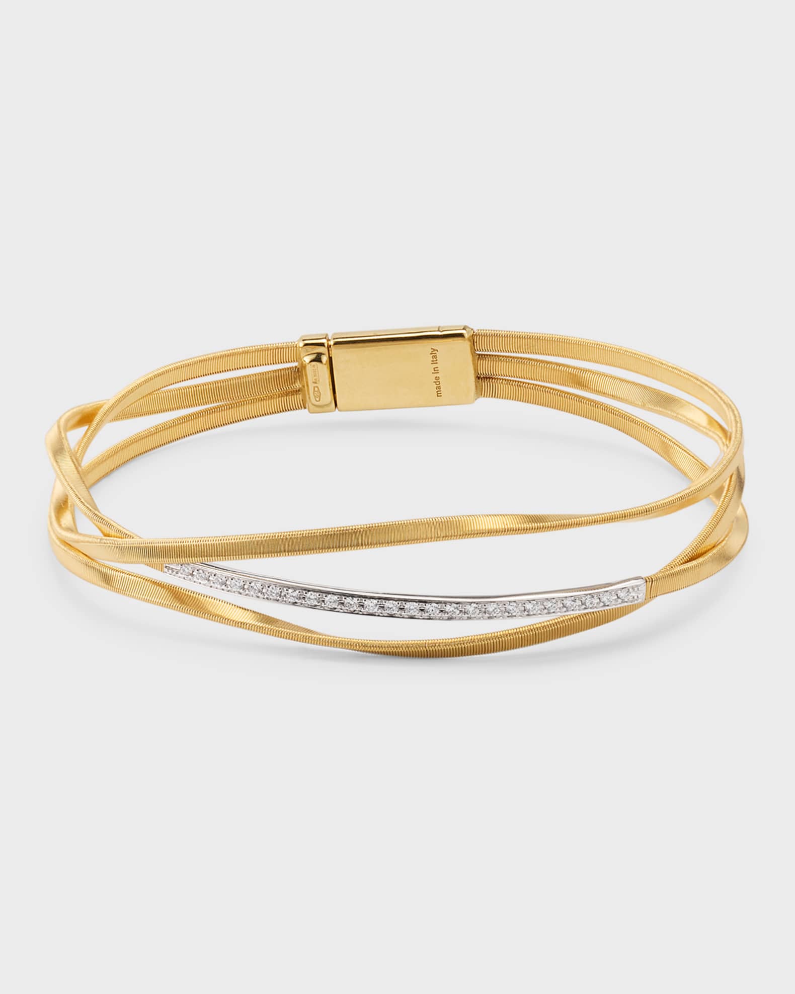 Marrakech 18K Yellow Gold 3-Strand Coil Bangle with Diamonds 0