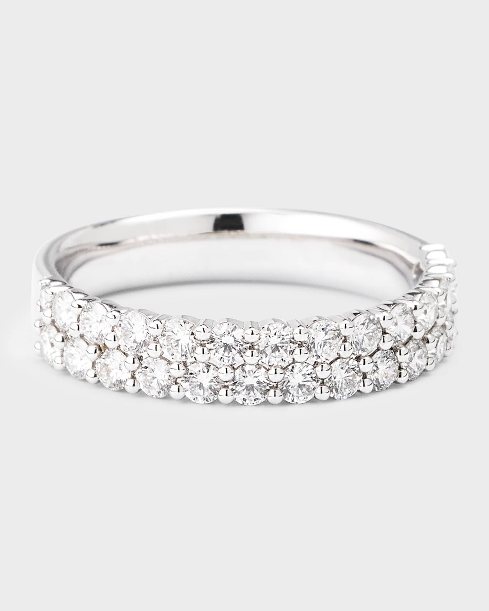 18K White Gold Paramount Diamond 2 Row Band, Size 8, 1.03tcw 0