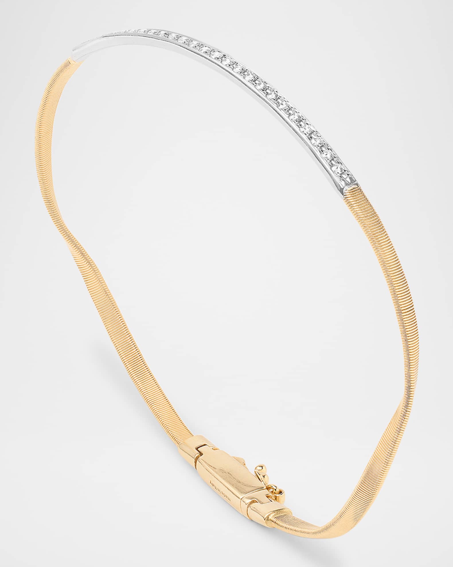 18K Yellow Gold Bangle Bracelet with Diamond Bar 0