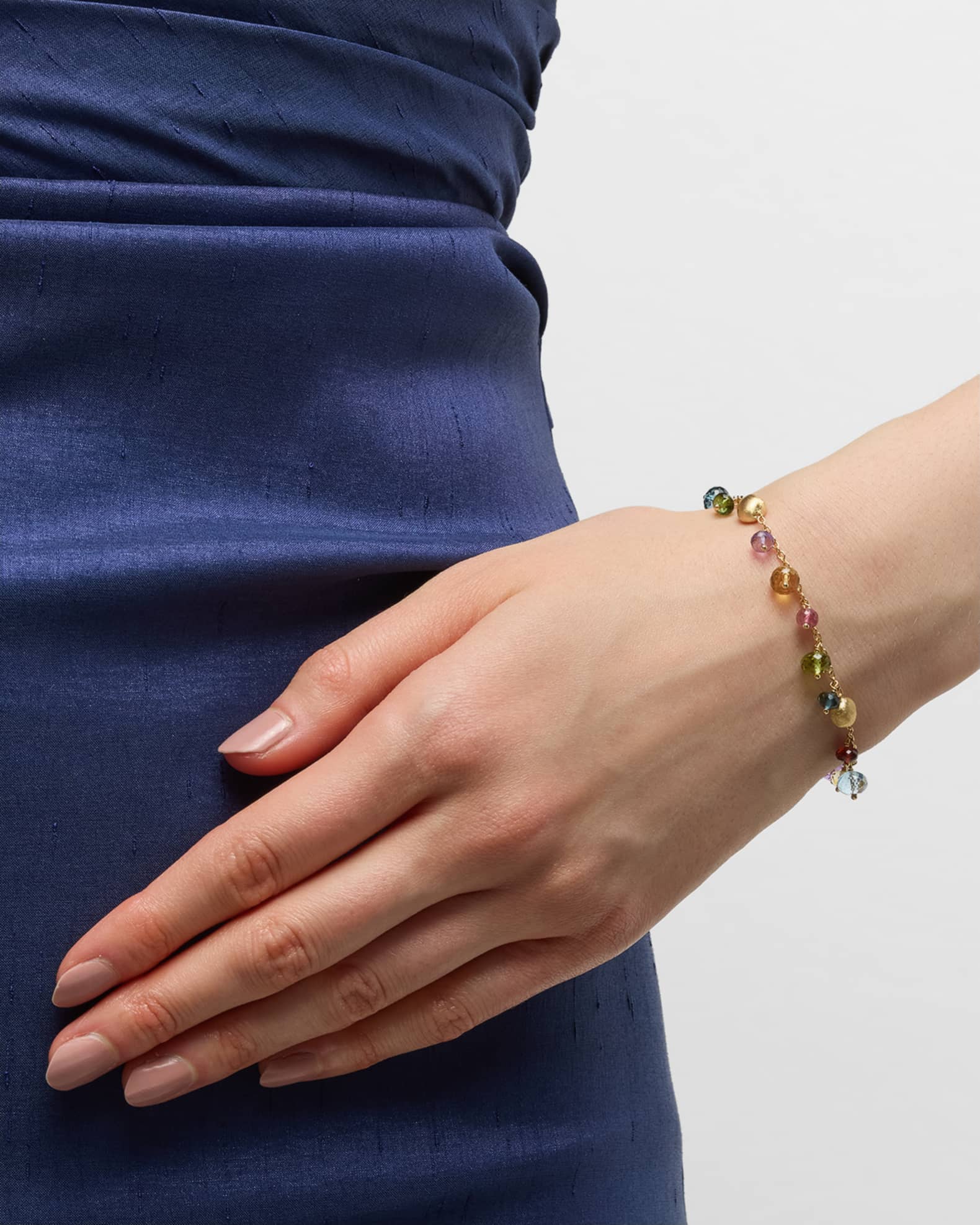 18K Yellow Gold Africa Single Strand Bracelet with Mixed Gems 1