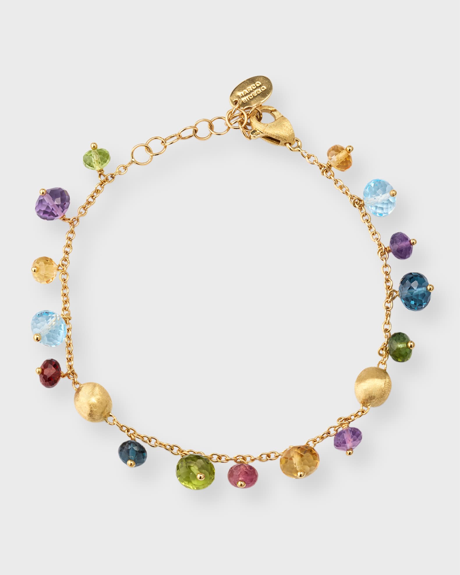 18K Yellow Gold Africa Single Strand Bracelet with Mixed Gems 0
