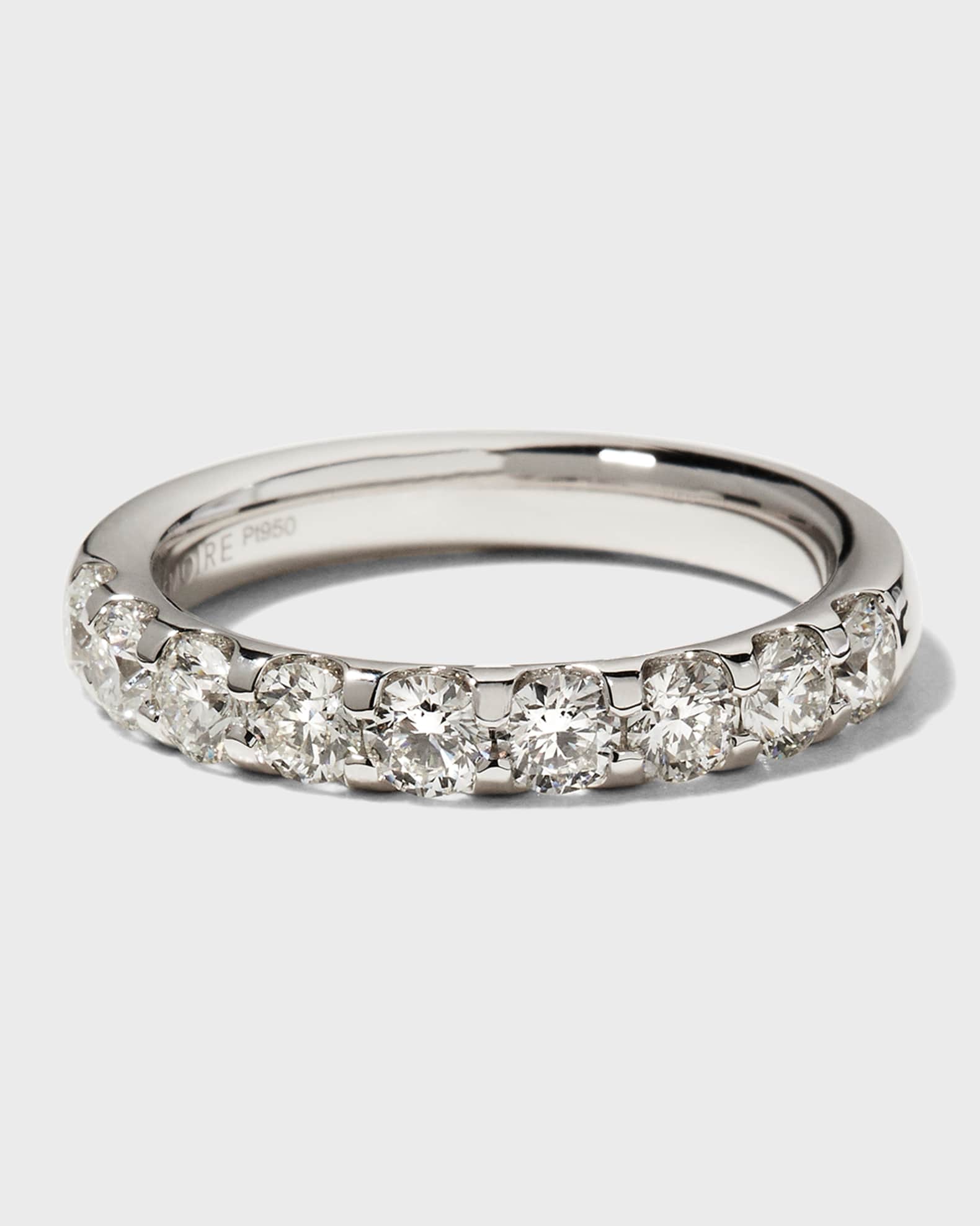 Platinum 9 Round Diamond Ring, Size 6, 1.00tcw 0