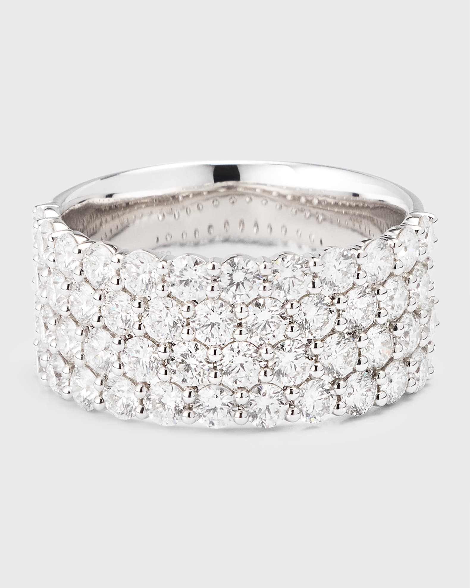 18K White Gold Paramount Diamond 4 Row Band, Size 8, 2.85tcw 0