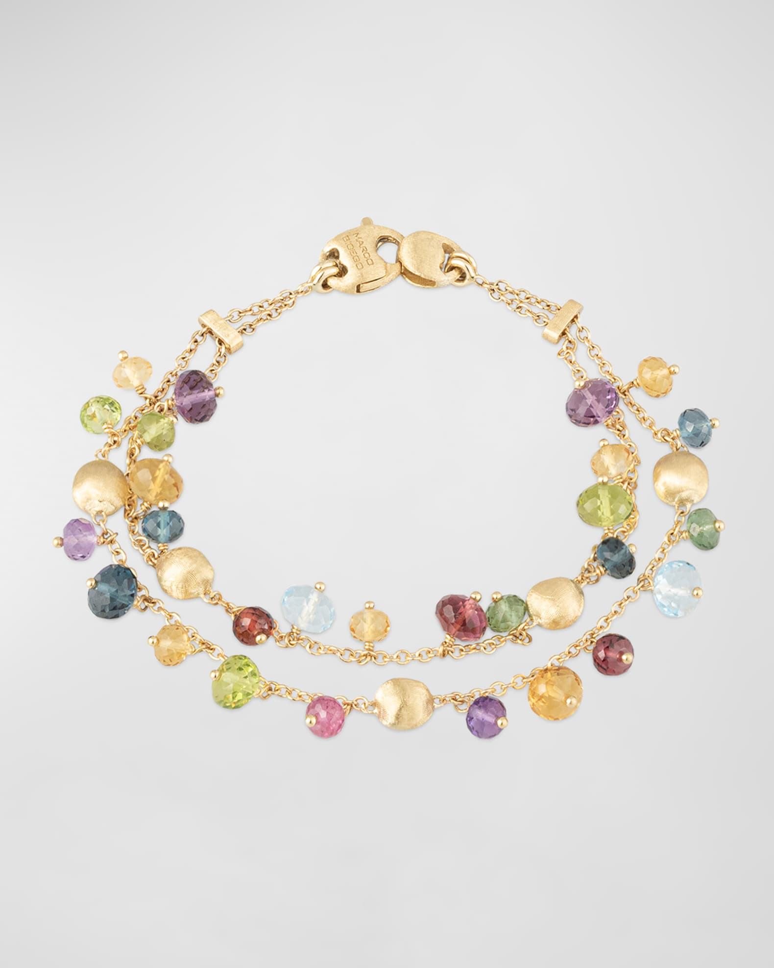 Africa 18K Yellow Gold 2-Strand Mixed Stone Bracelet 0