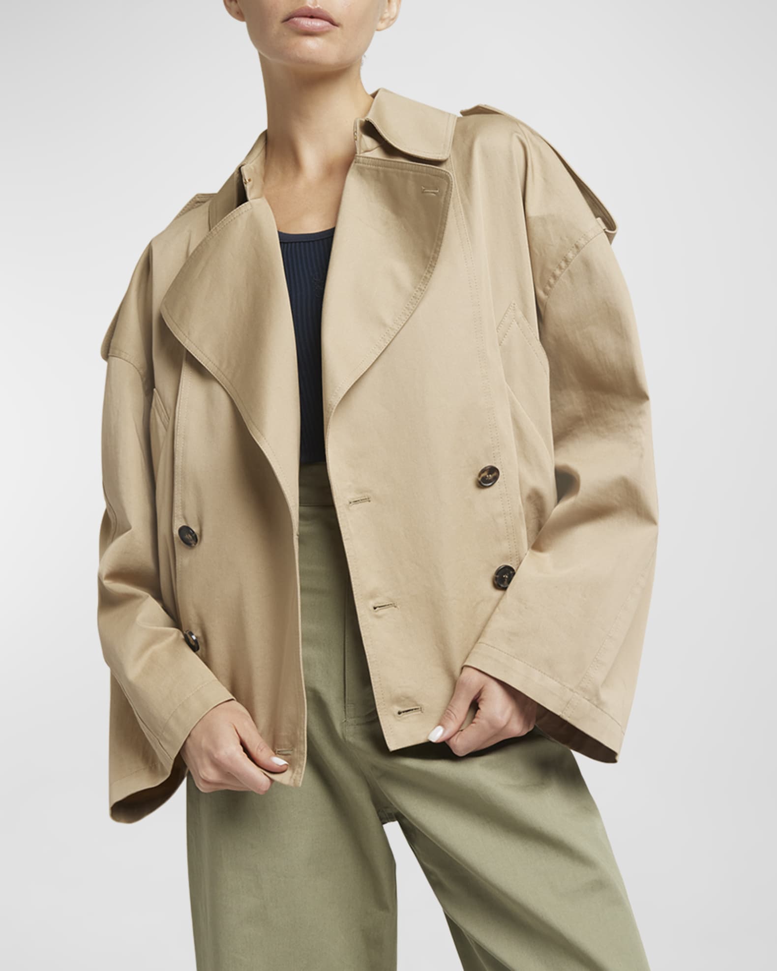 Loewe Cropped Trench Jacket | Neiman Marcus
