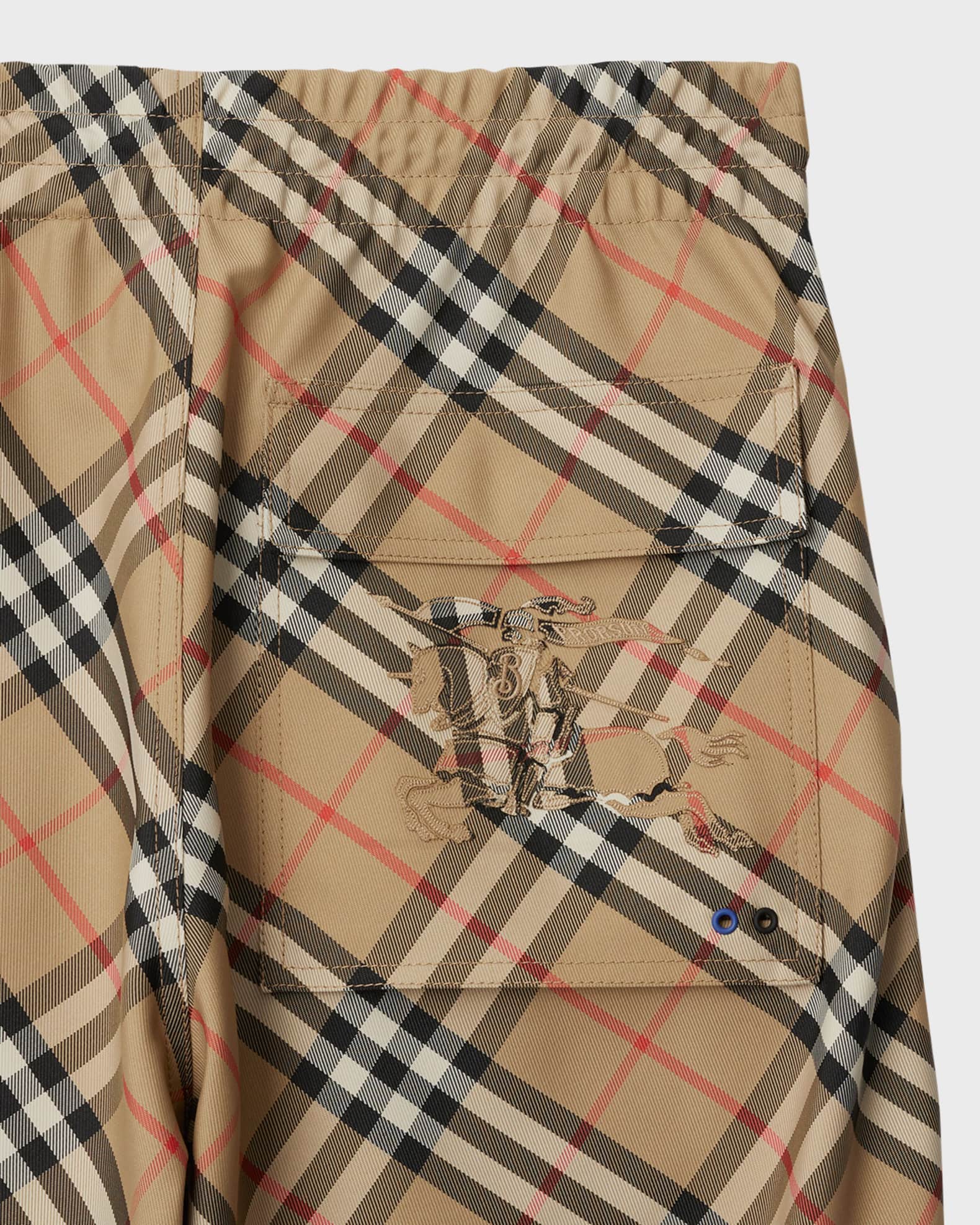 Burberry Men's Pull-On Check Trousers Neiman Marcus