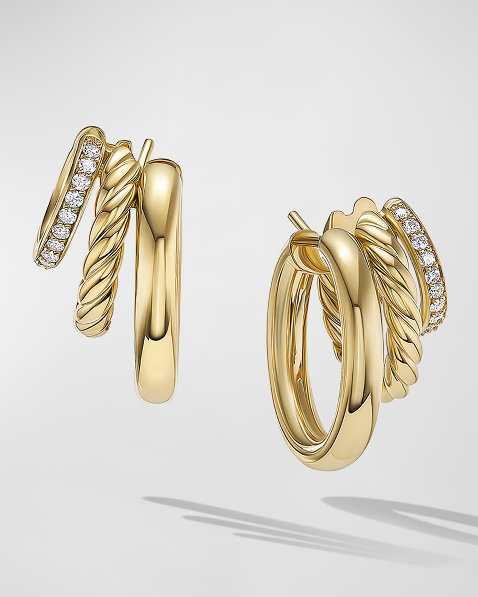 David Yurman DY Mercer Earrings with Diamonds in 18K Gold 19.8mm 0.85 L Neiman Marcus