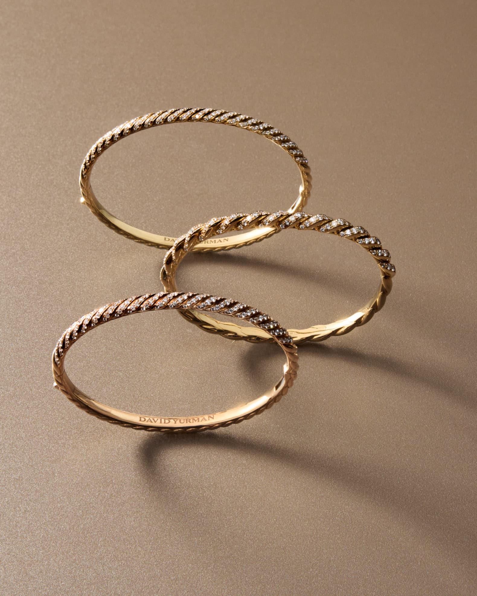Sculpted Cable Bracelet with Diamonds in 18K Rose Gold, 4.5mm