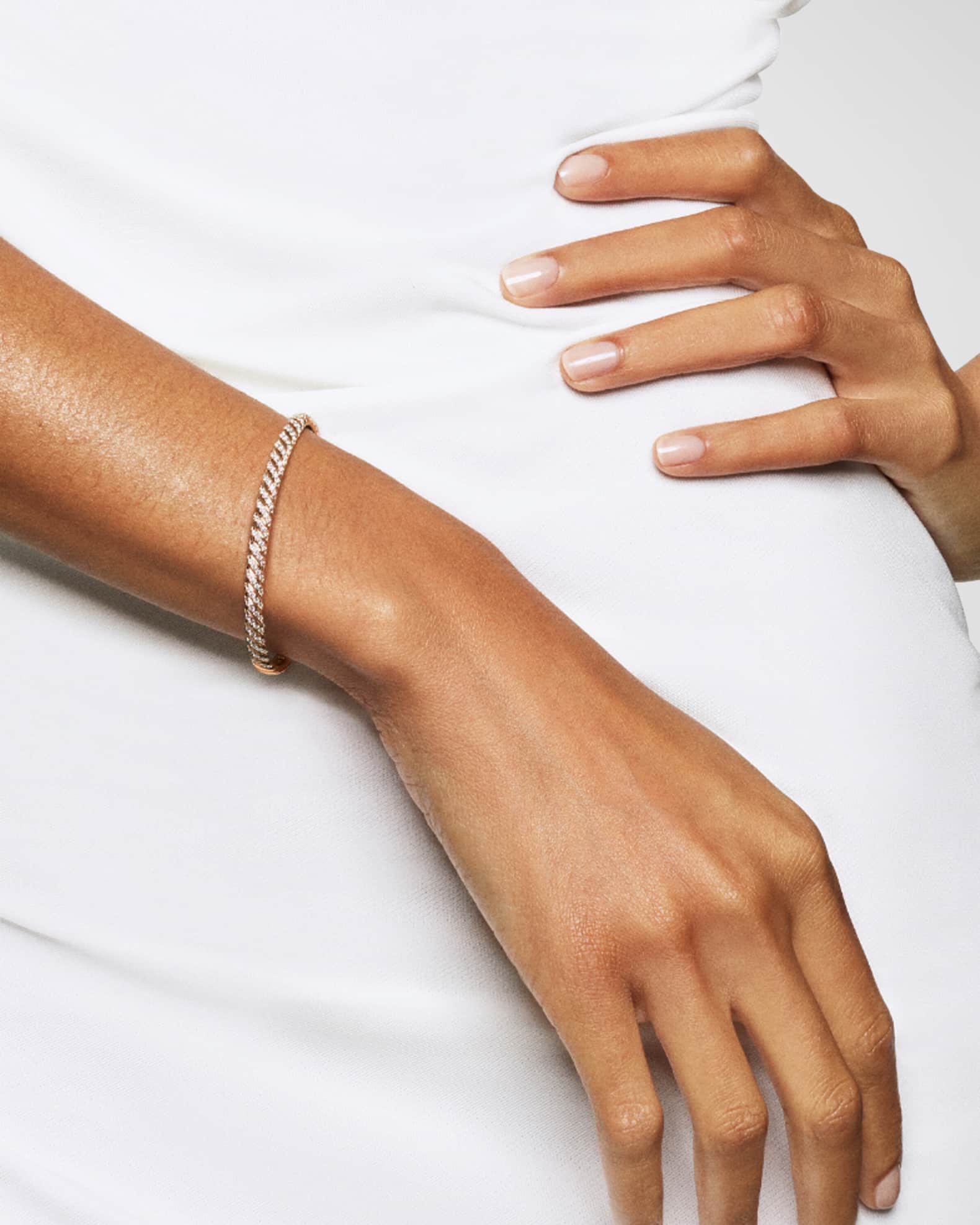Sculpted Cable Bracelet with Diamonds in 18K Rose Gold, 4.5mm 1