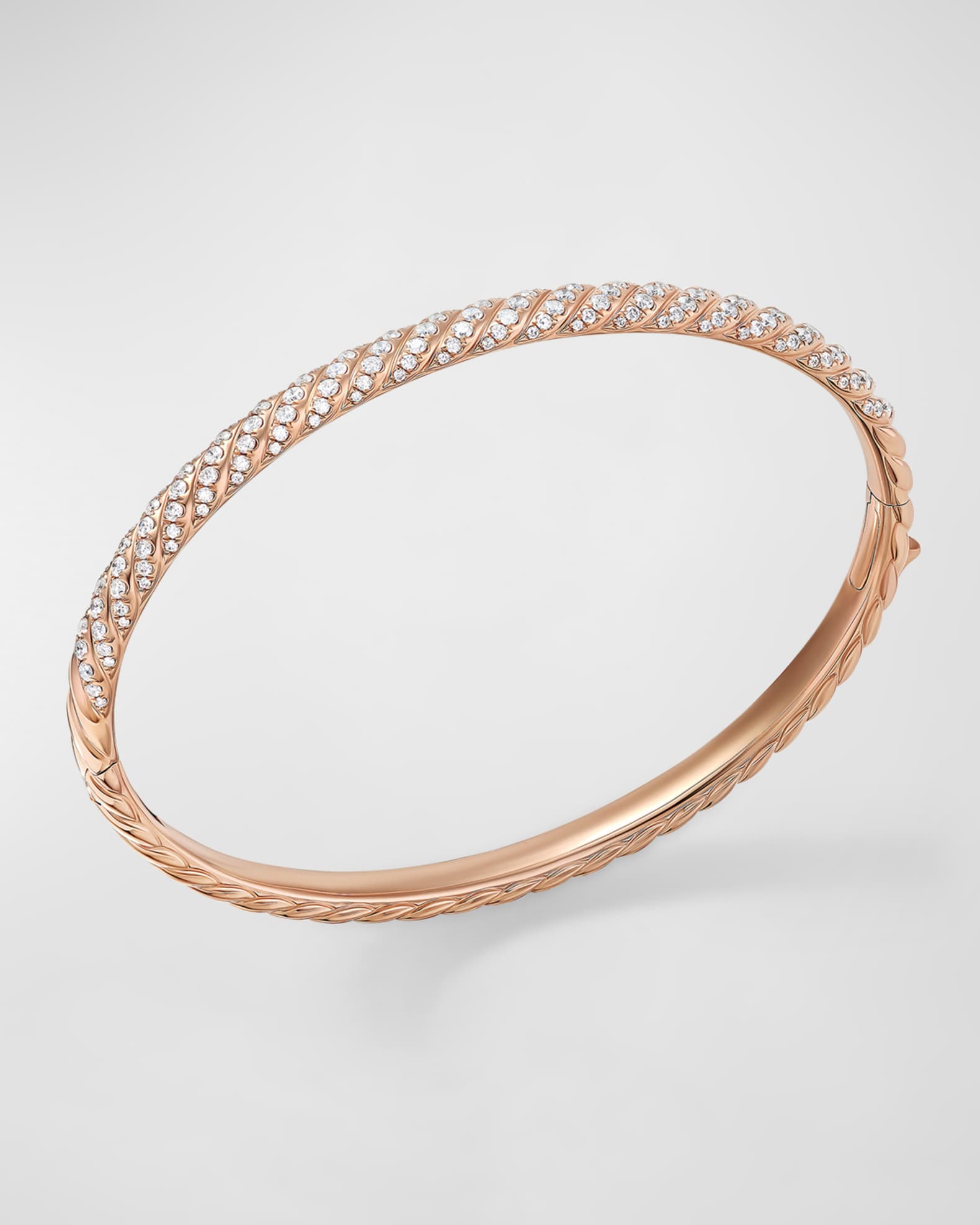 Sculpted Cable Bracelet with Diamonds in 18K Rose Gold, 4.5mm