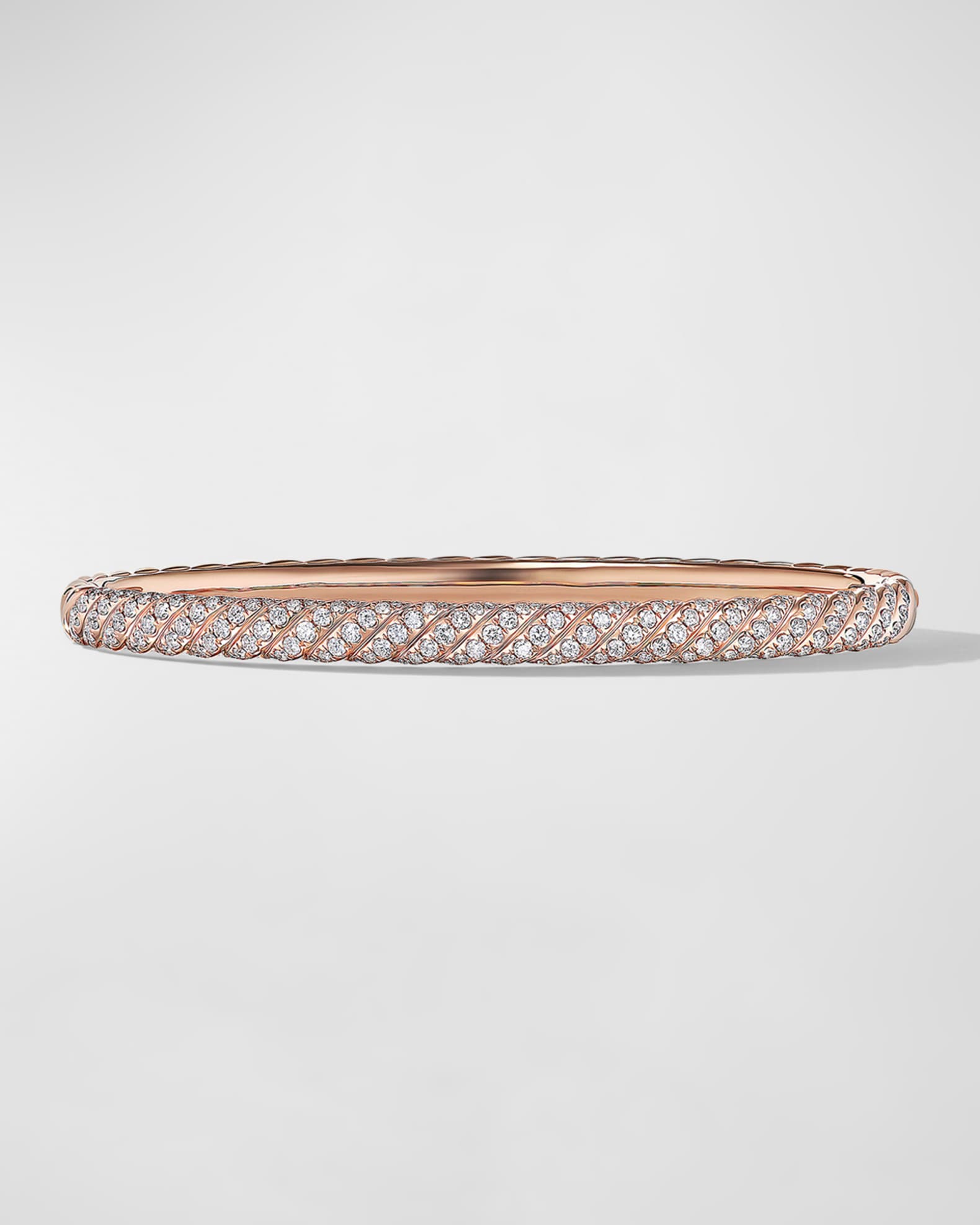 Sculpted Cable Bracelet with Diamonds in 18K Rose Gold, 4.5mm 0