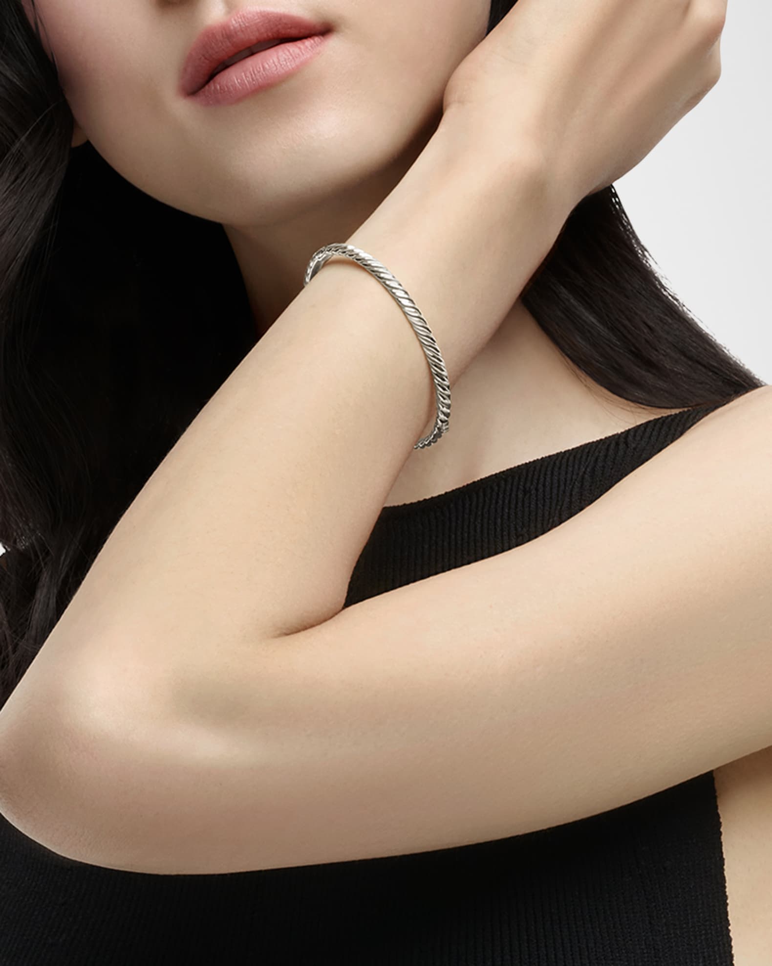 Sculpted Cable Bracelet in 18K White Gold, 4.5mm 1