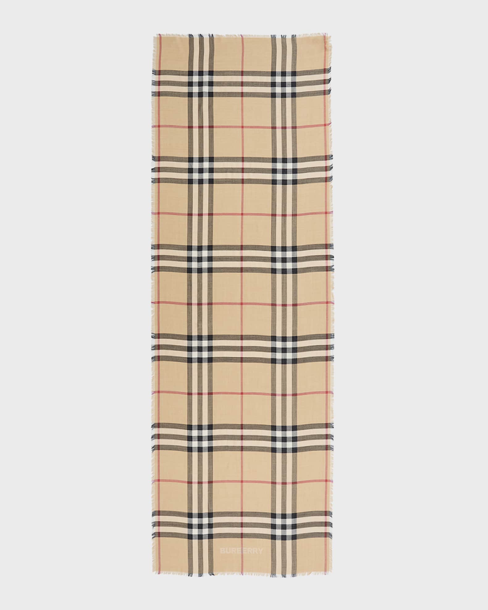 Check Lightweight Gauze Wool Scarf  0