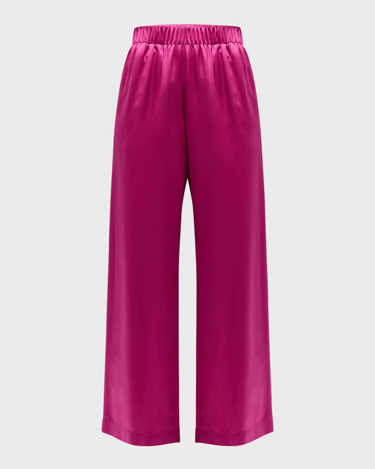 Wide-Leg Silk Pants Brown