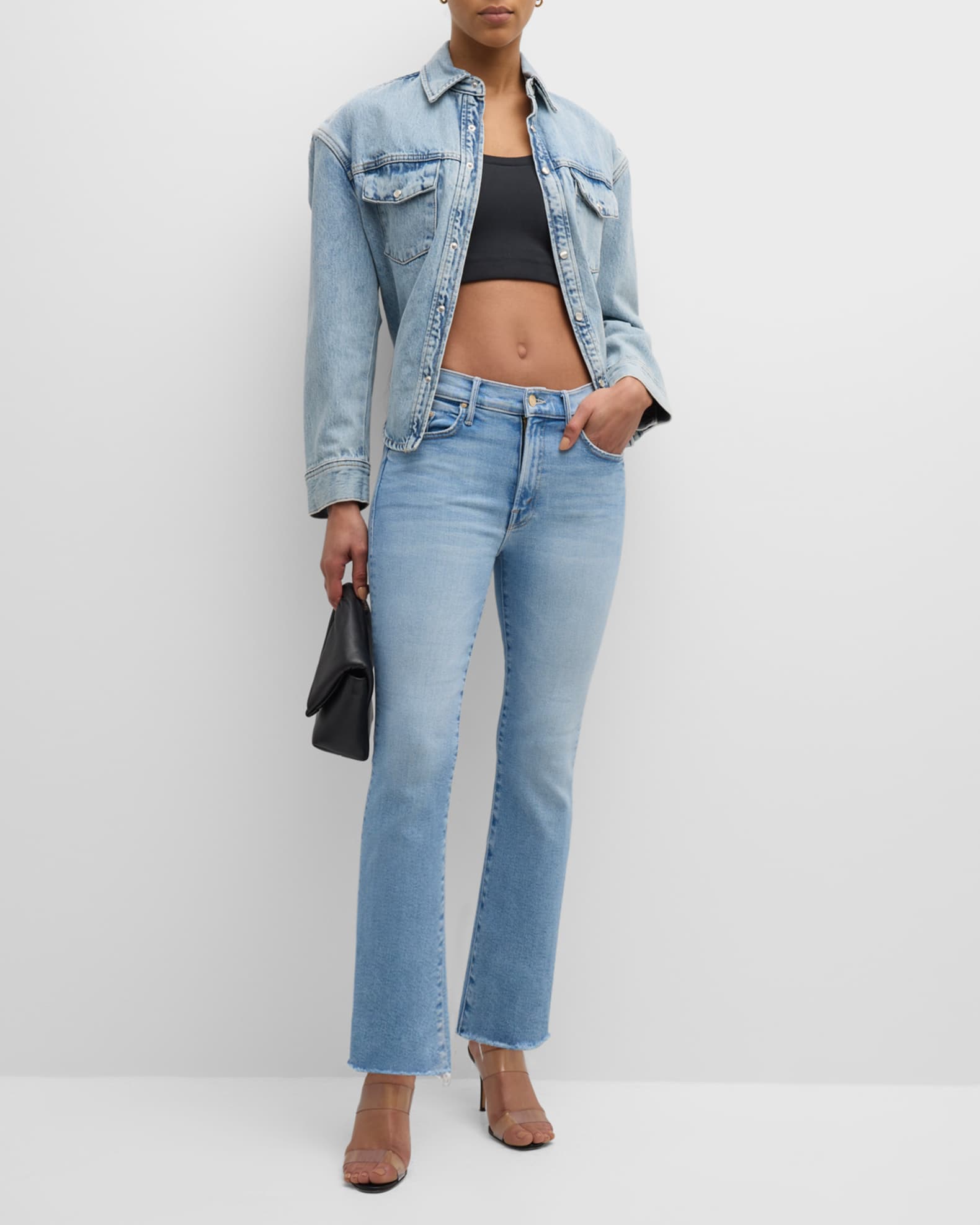 MOTHER Lil' Insider Crop Step Fray Jeans | Neiman Marcus