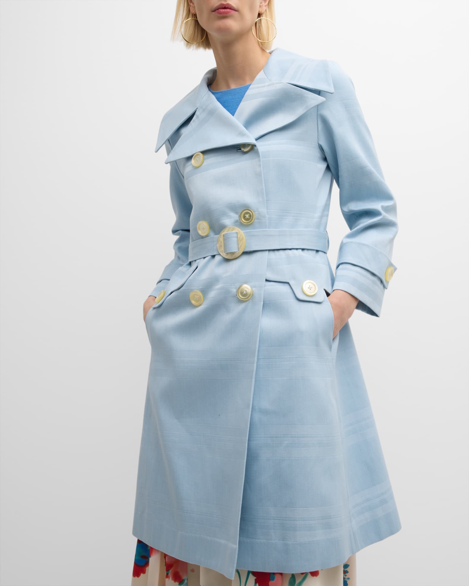 Frances Valentine Jacqueline Striped Double-Breasted Coat Neiman Marcus