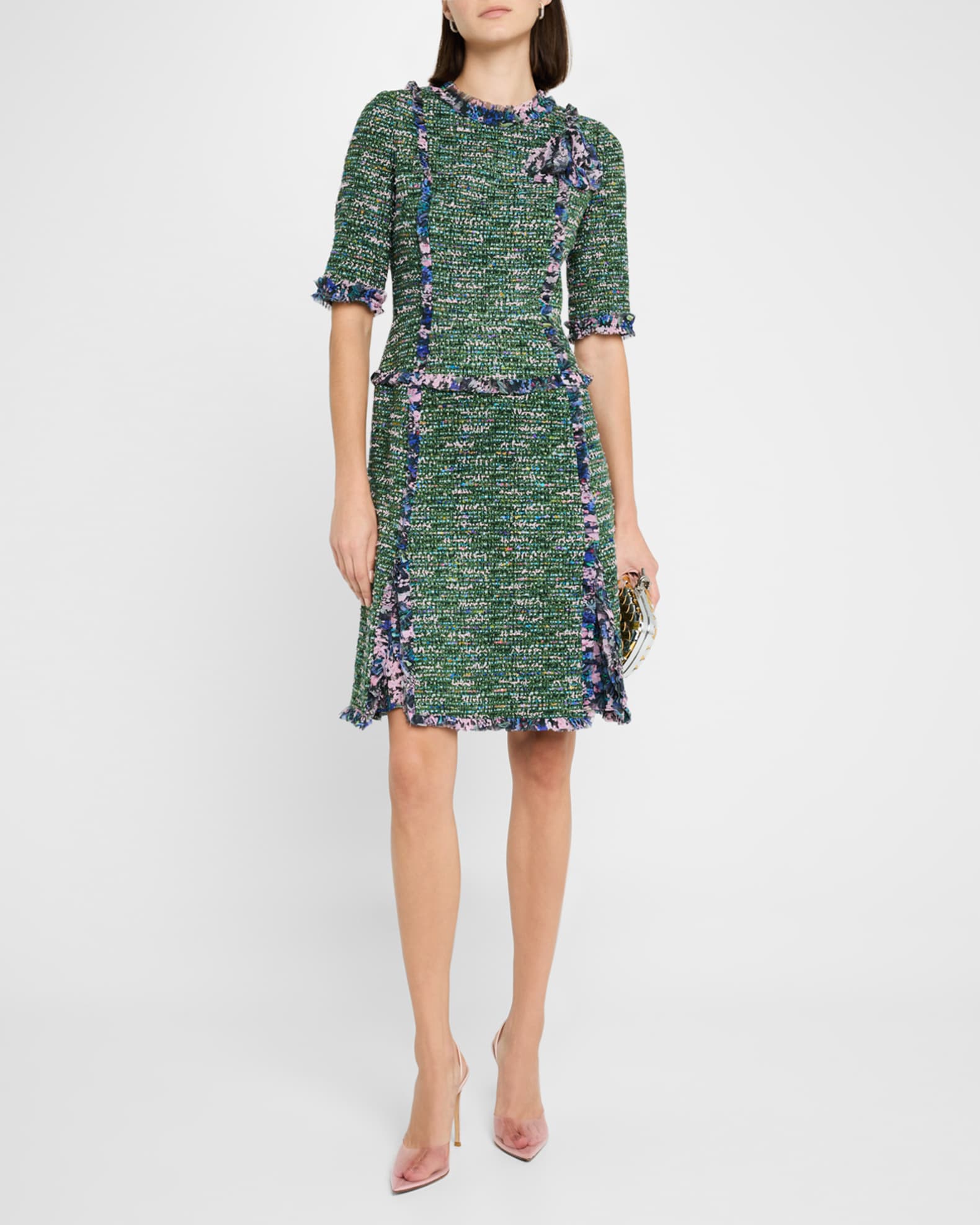 Ruffle-Trim Tweed Midi Dress 1