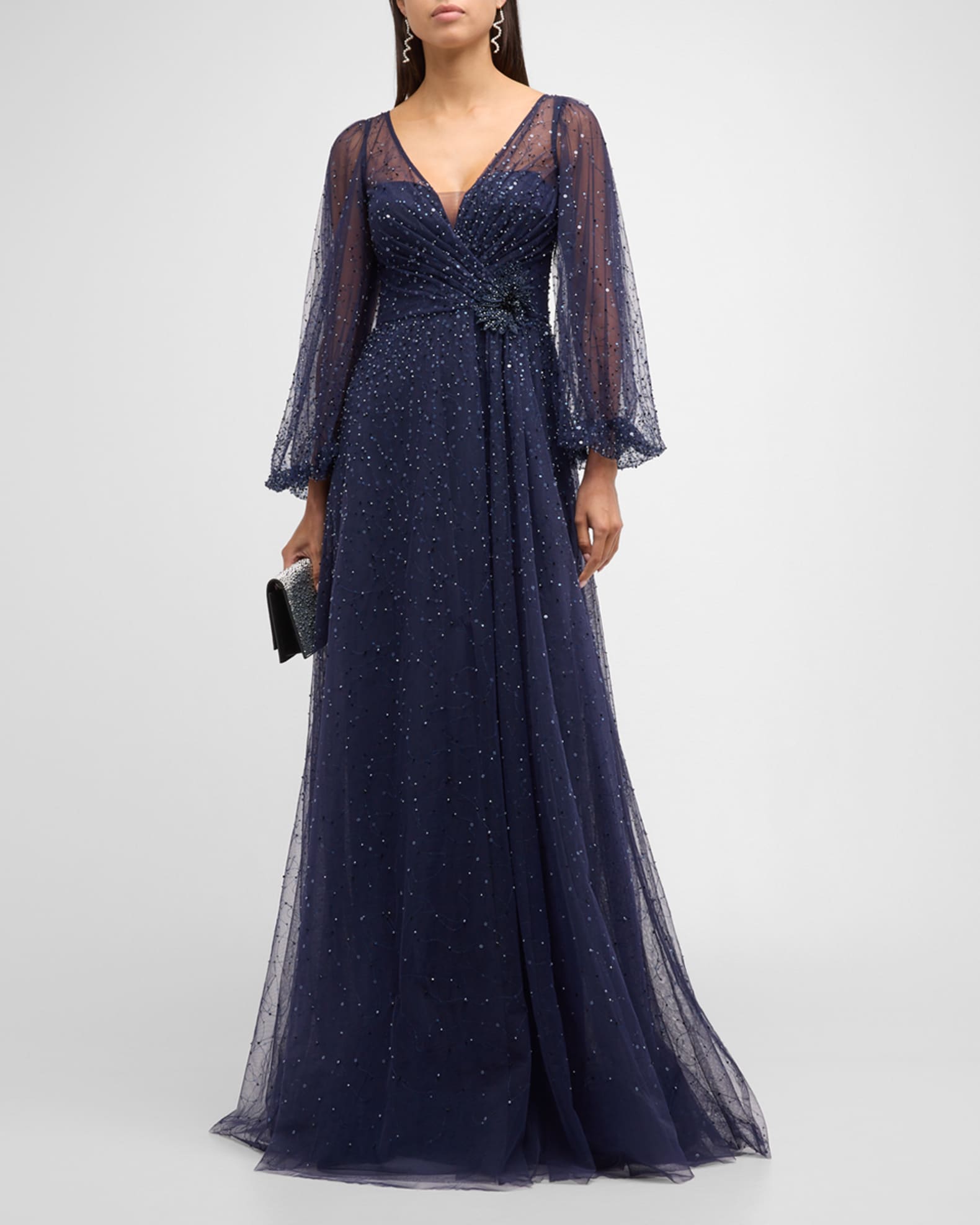 Rickie freeman for teri jon beaded lace & tulle gown hot sale