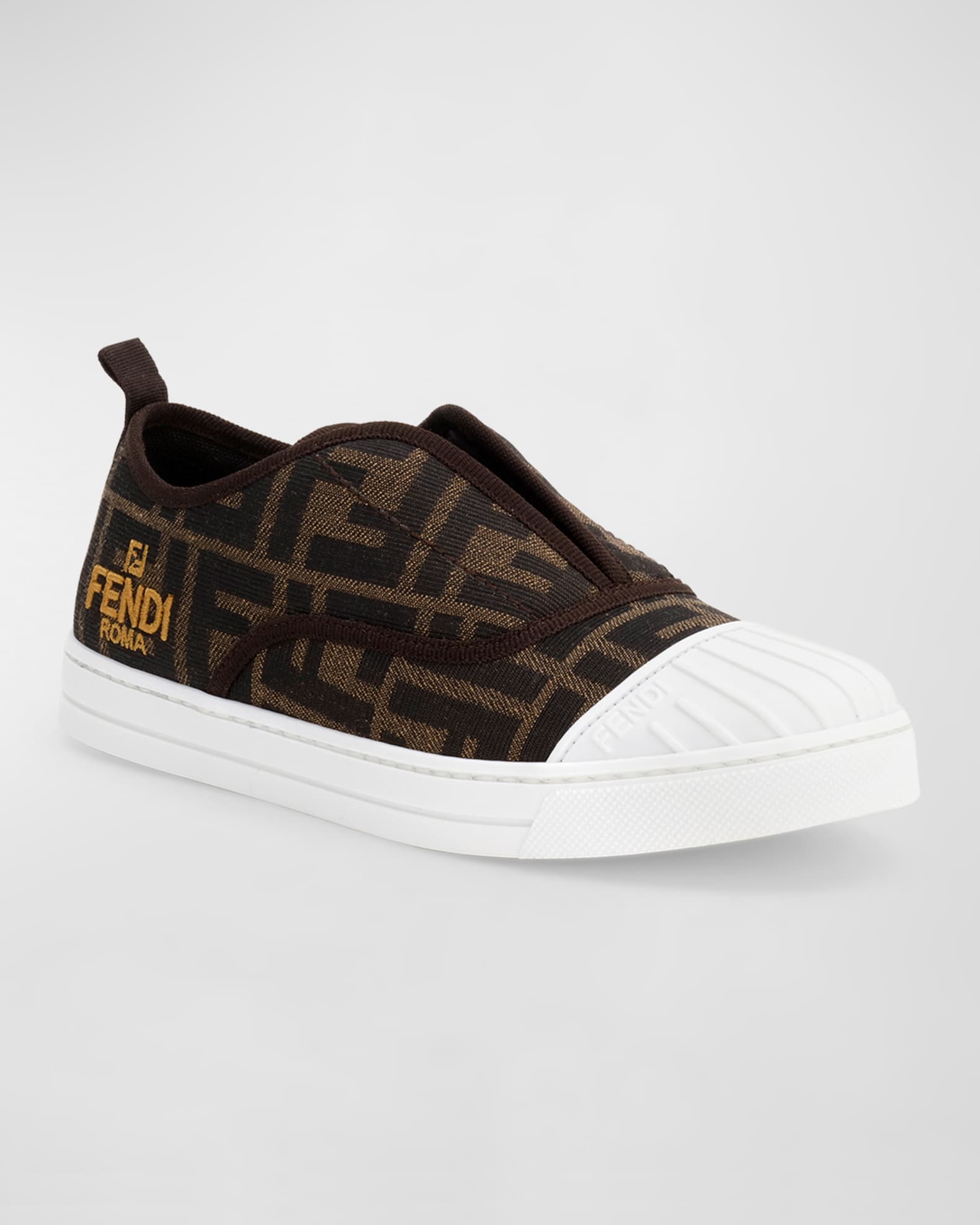 Kid's FF Logo-Print Slip-On Sneakers | Neiman Marcus