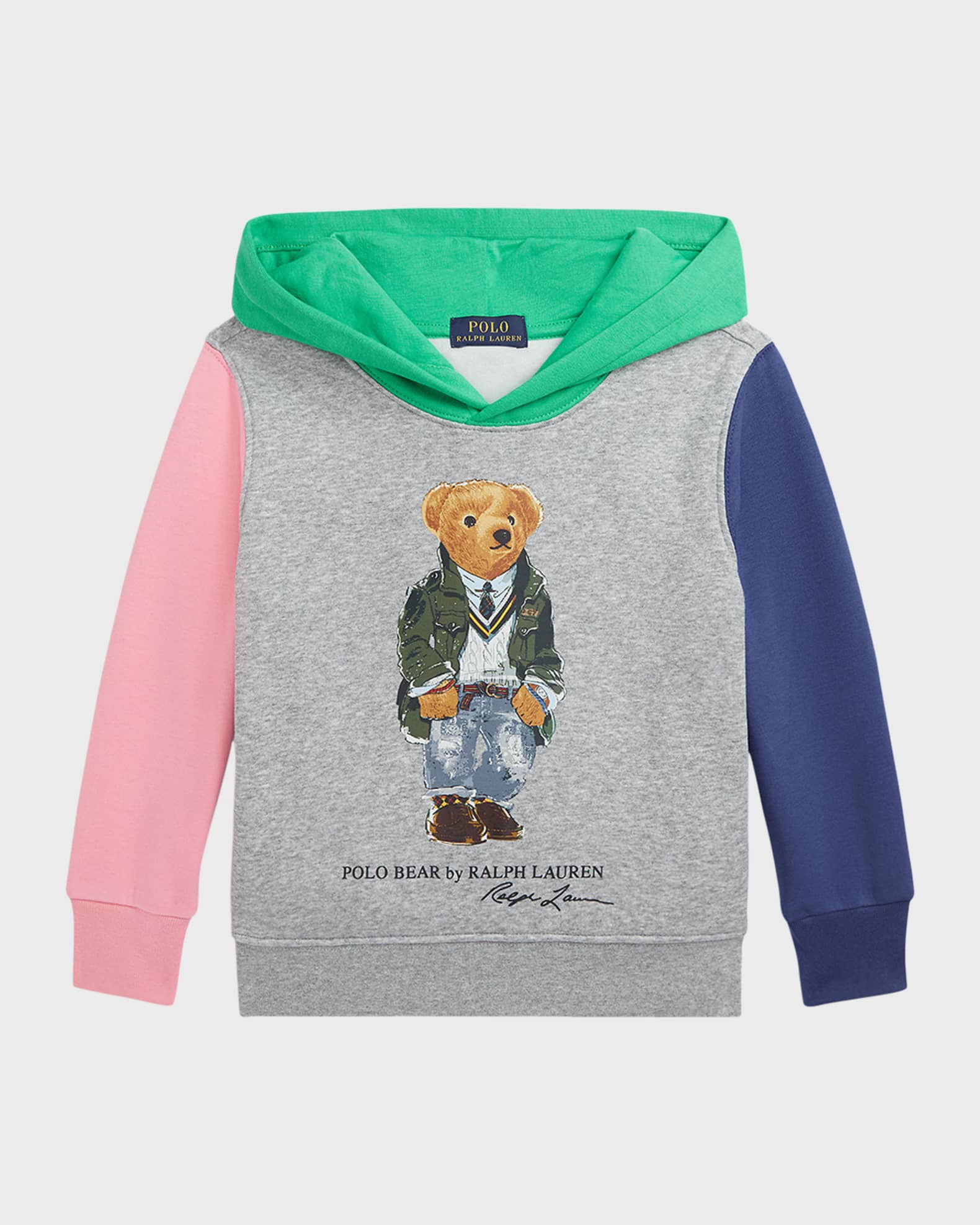 Boy s Polo Bear Colorblock Fleece Hoodie Neiman Marcus