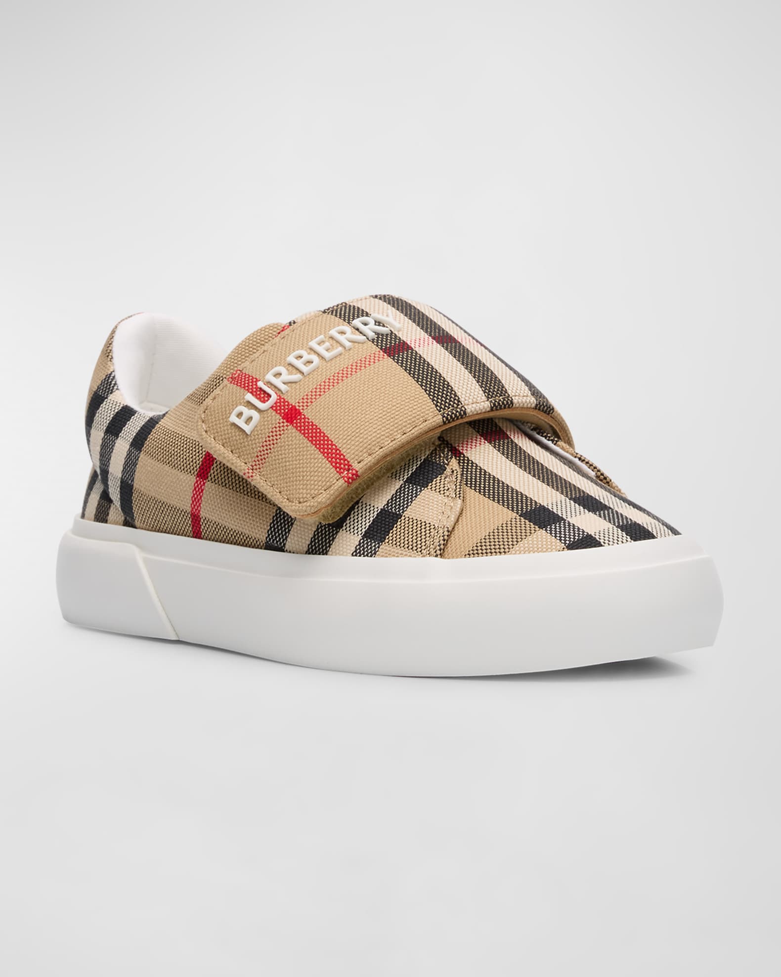 Kid s James Check Strap Sneakers Neiman Marcus