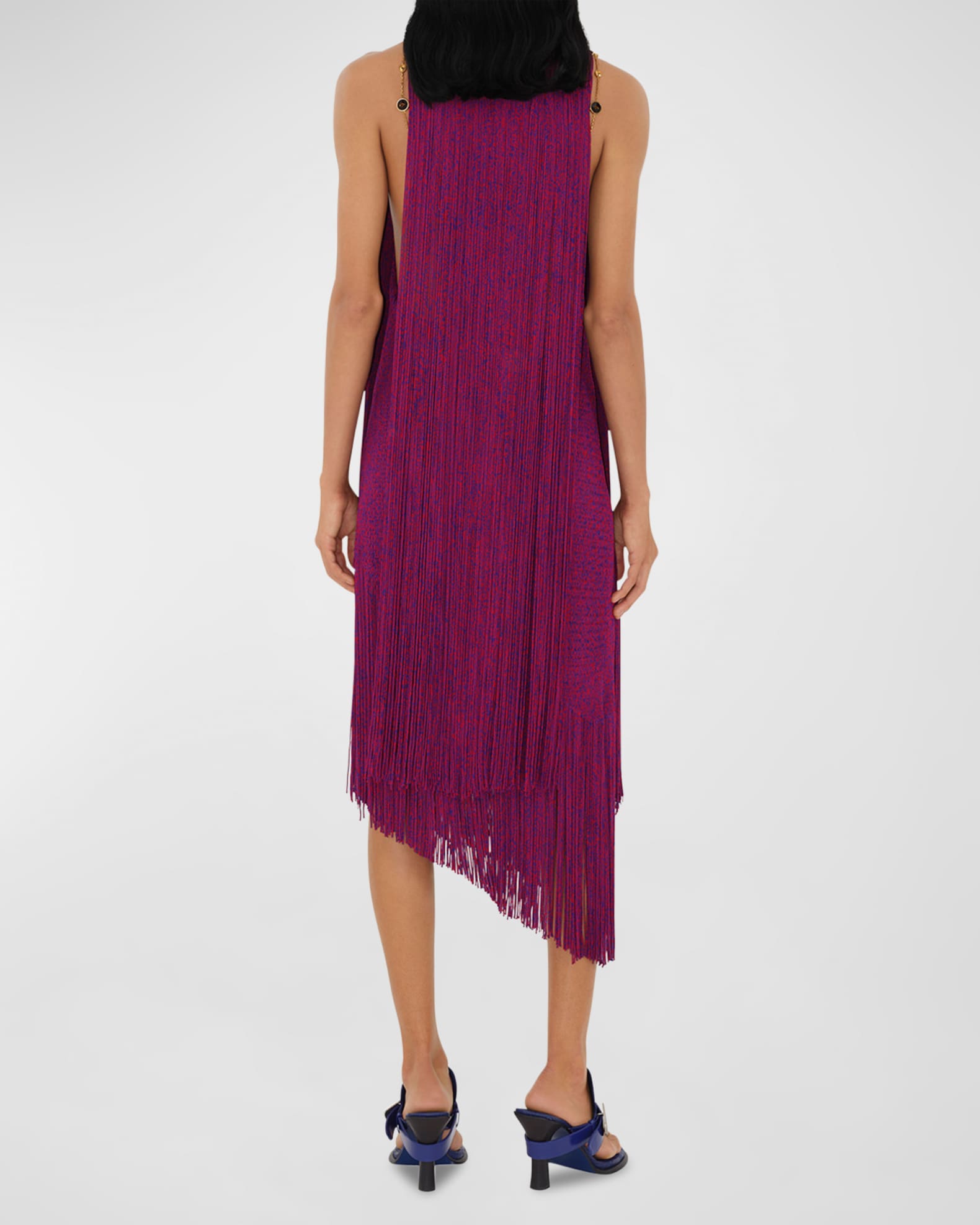 Asymmetric Fringe Midi Dress