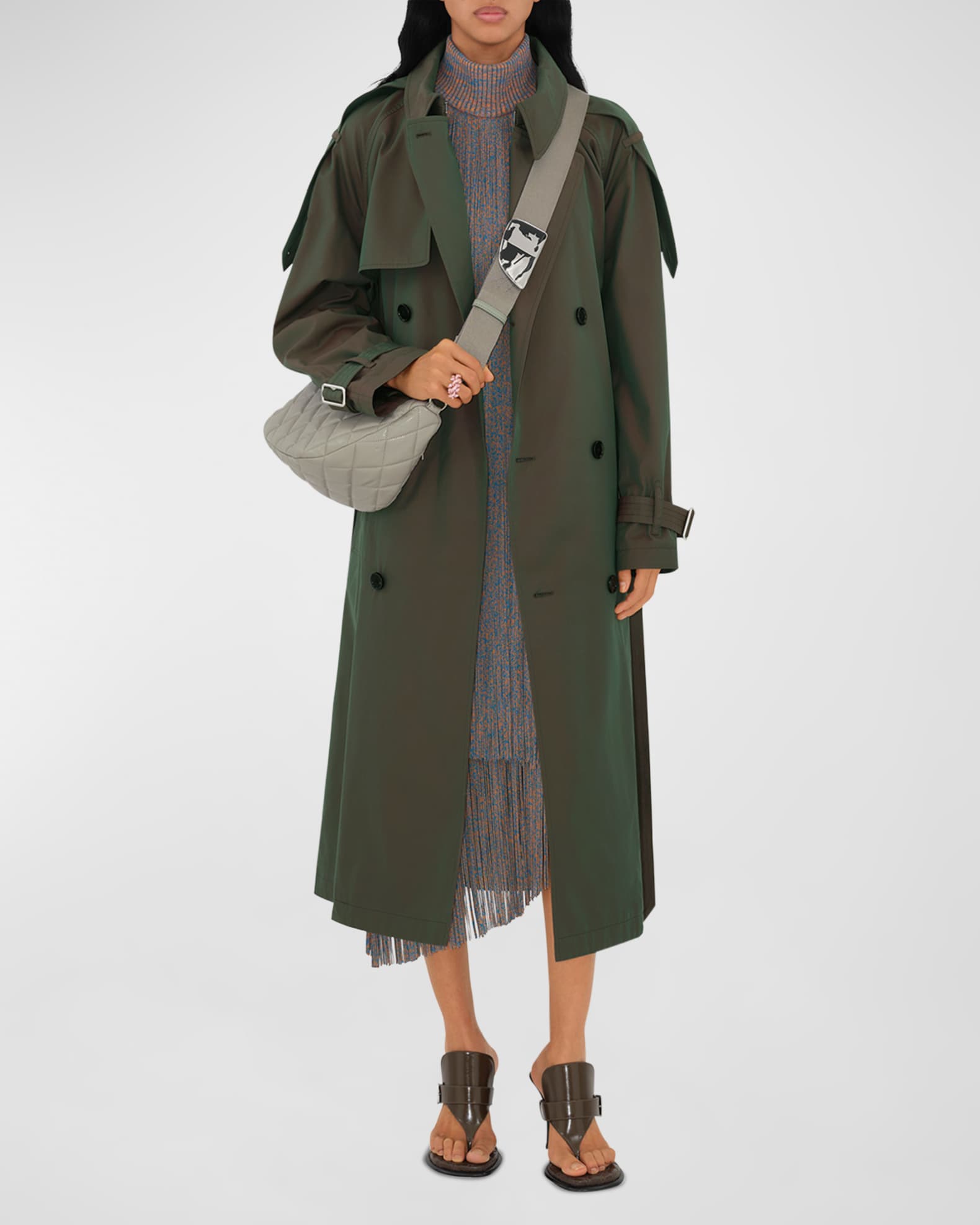 Burberry Iridescent Belted Trench Coat | Neiman Marcus