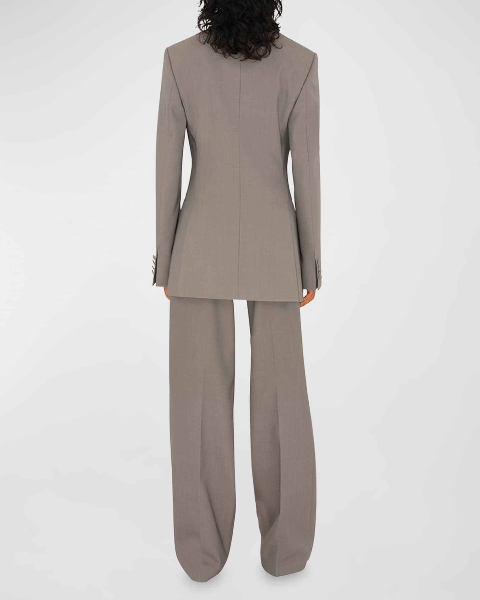 Burberry Pintuck Straight Leg Wool Trousers Neiman Marcus