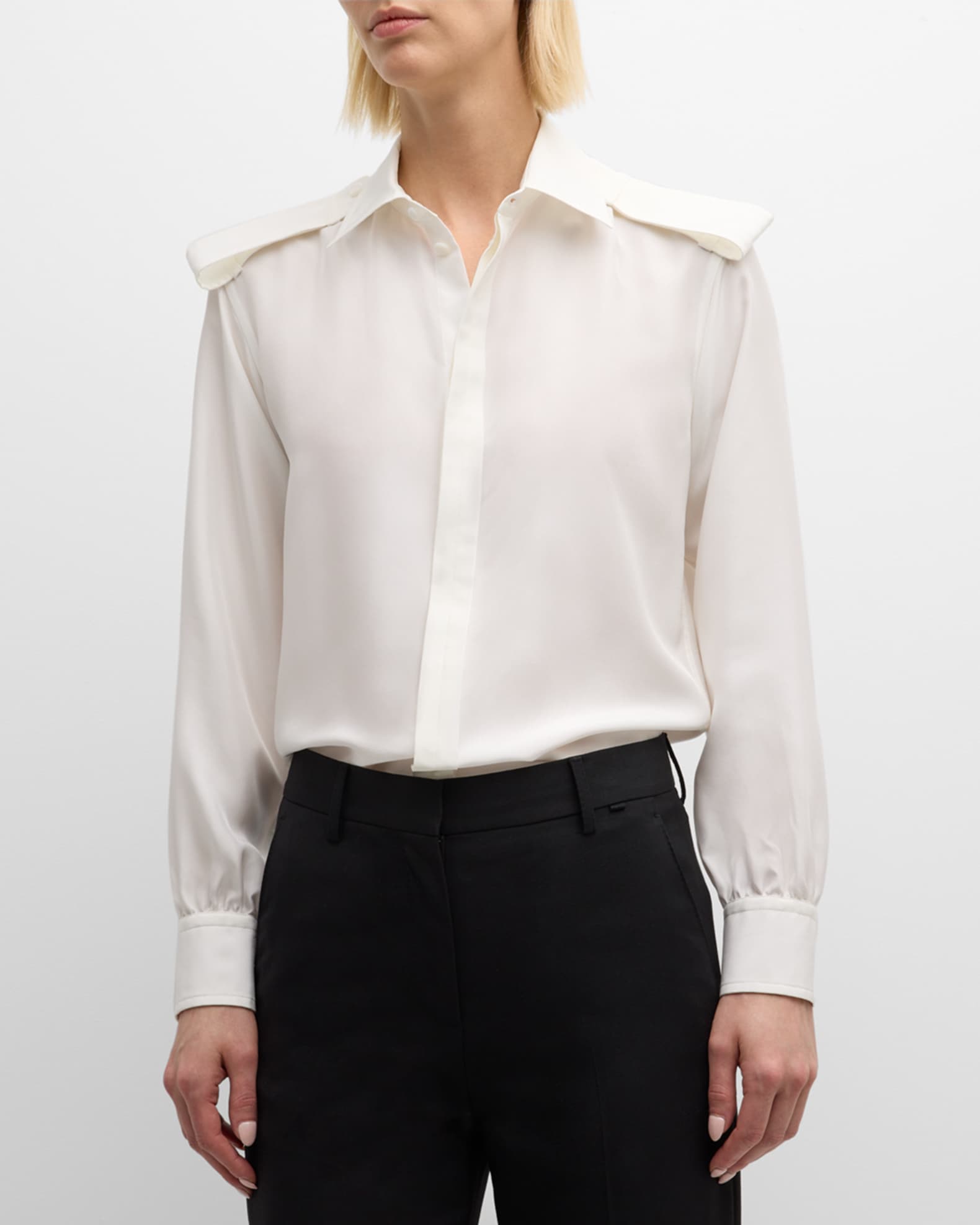Button Front Shirt with Belted Shoulders