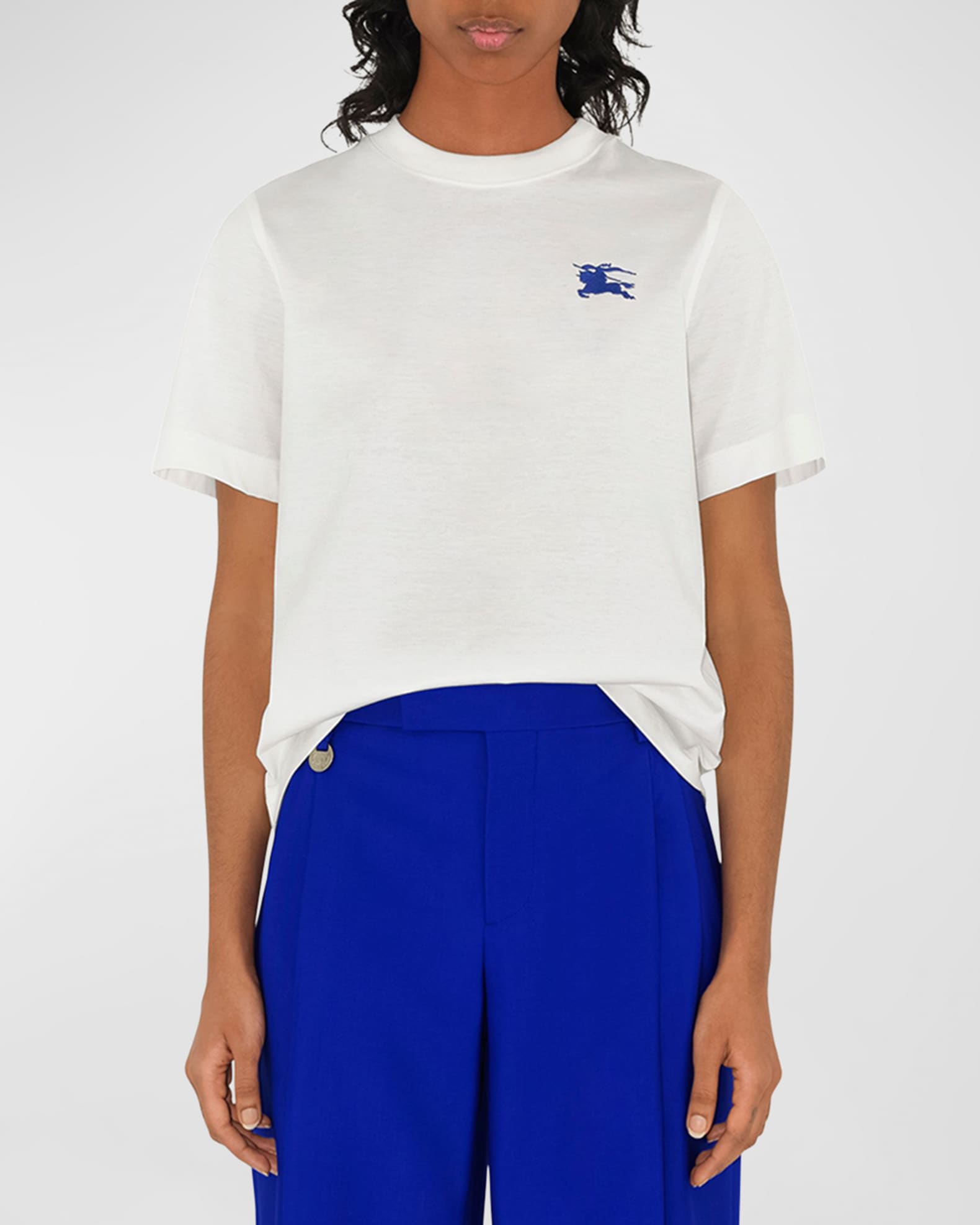 Burberry EKD Embroidered Tee, White | Neiman Marcus