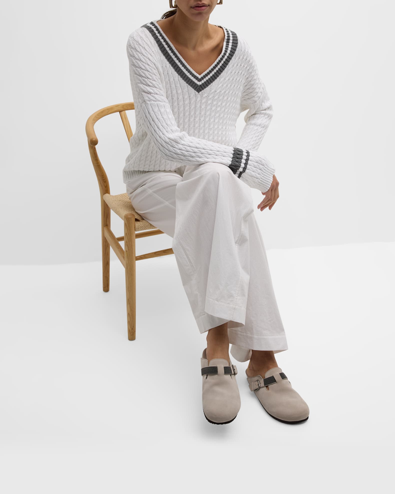 Suede Monili Buckle Mules 1