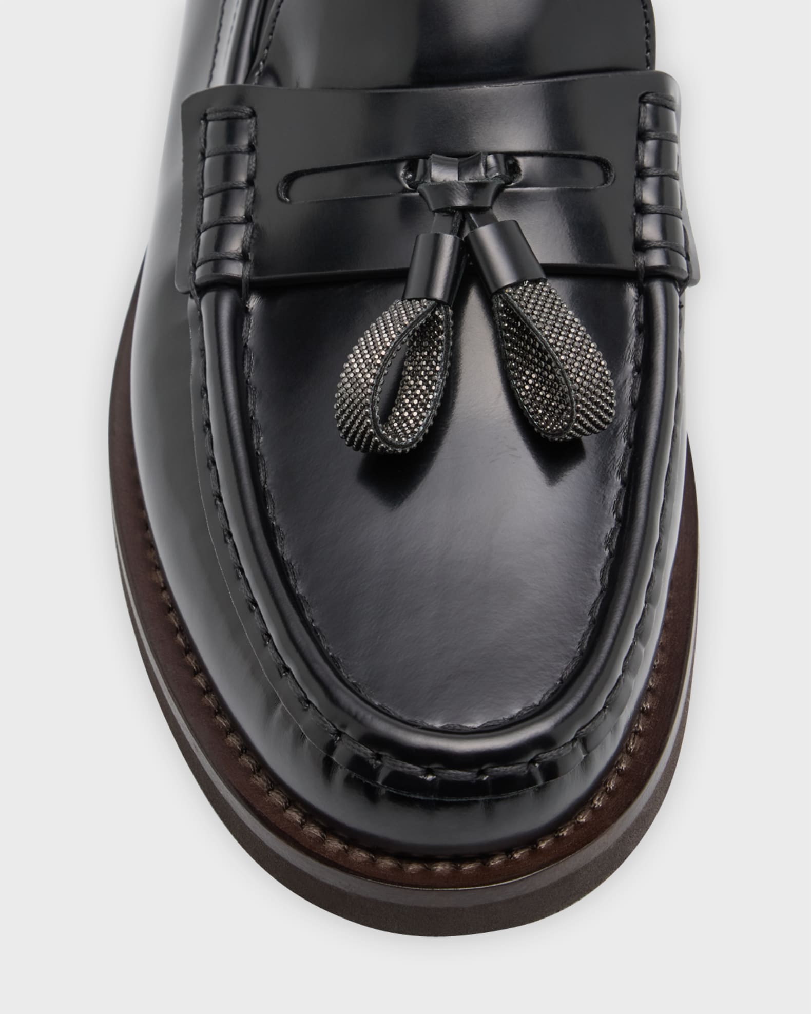 新品入荷 Brunello Loafers Penny Tassel Monili Leather Cucinelli 靴