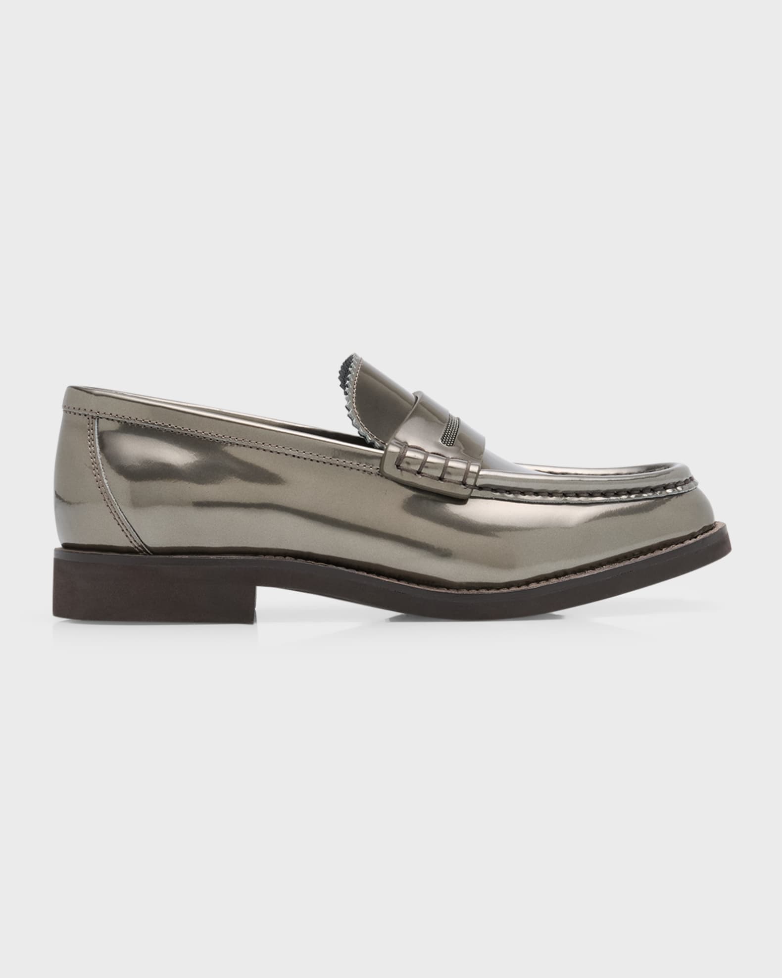 Metallic penny loafers store