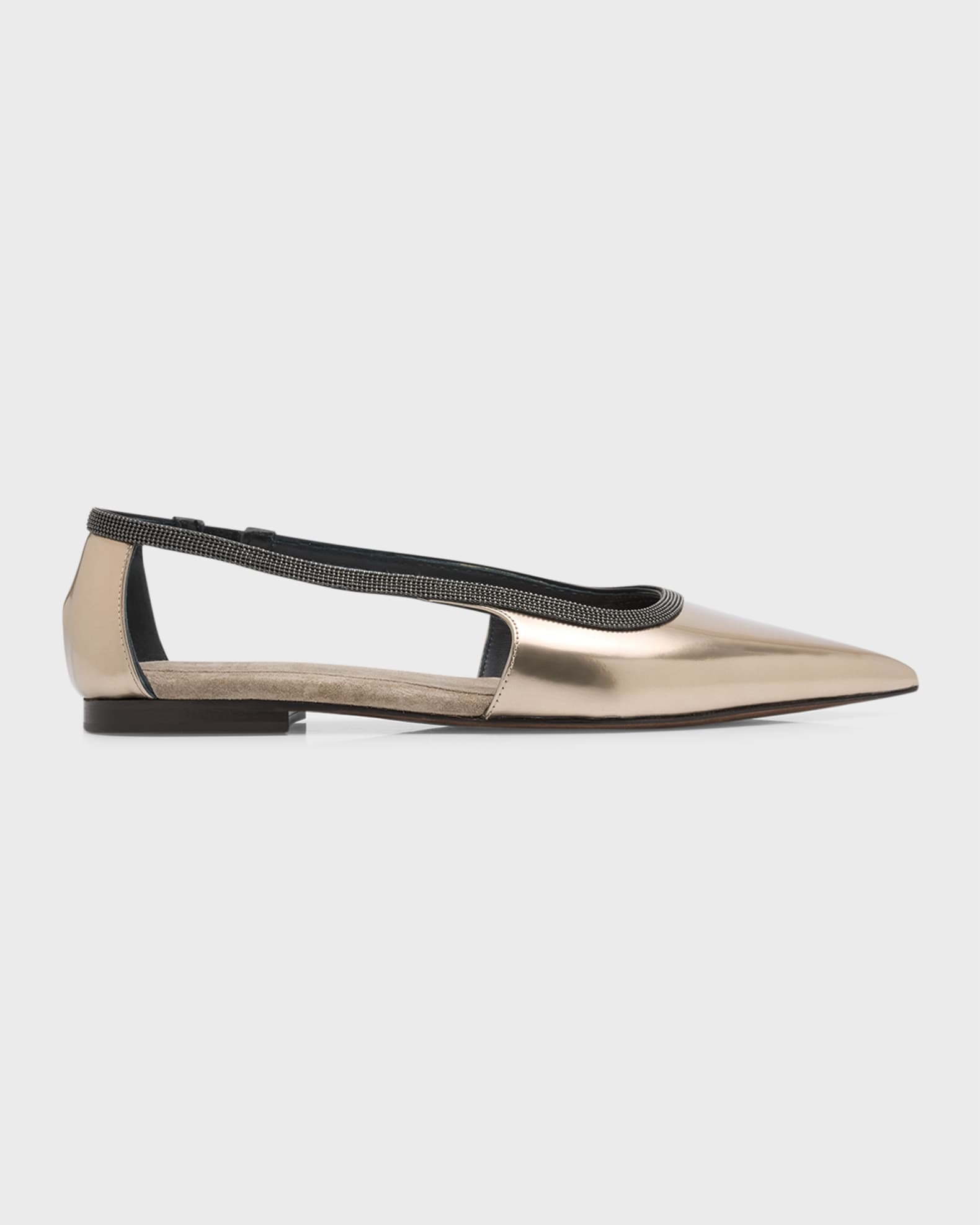 Metallic Monili Open Side Ballerina Flats