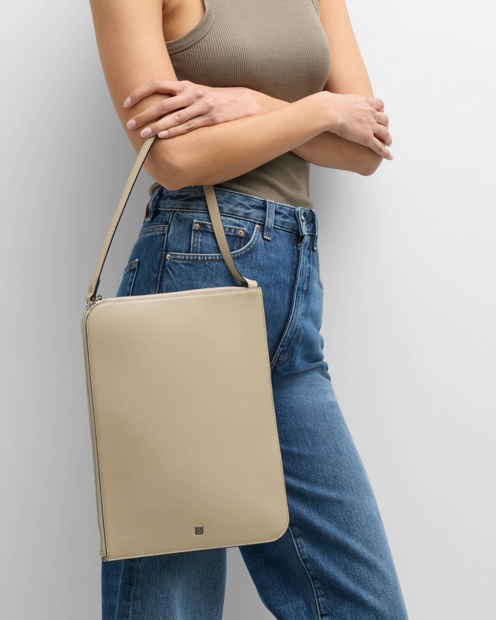Toteme Zip Slim Leather Tote Bag | Neiman Marcus