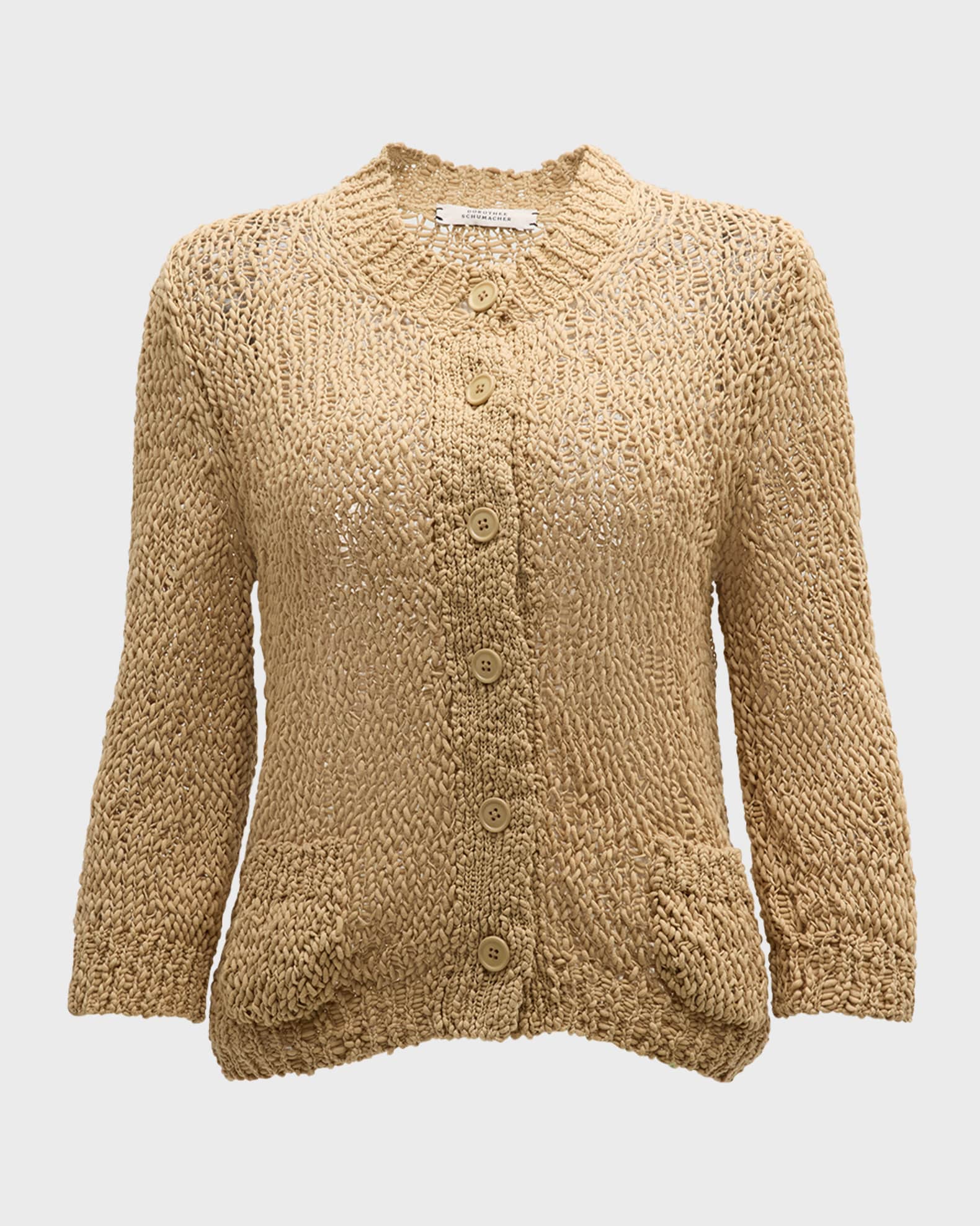 fbz White Crochet Open Knit Button Down Cardigan main image 0