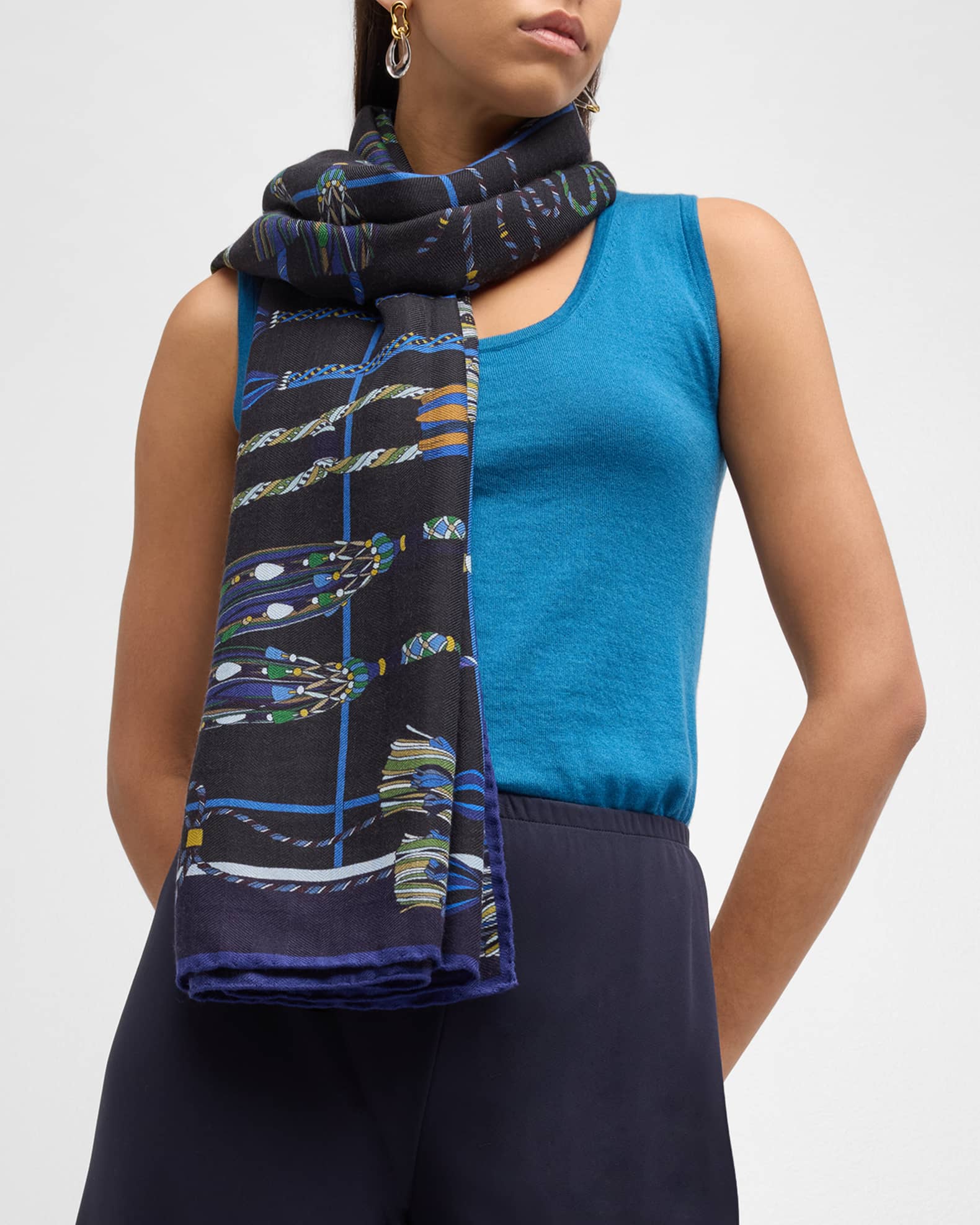 Remini Navy Cashmere-Blend Scarf  1
