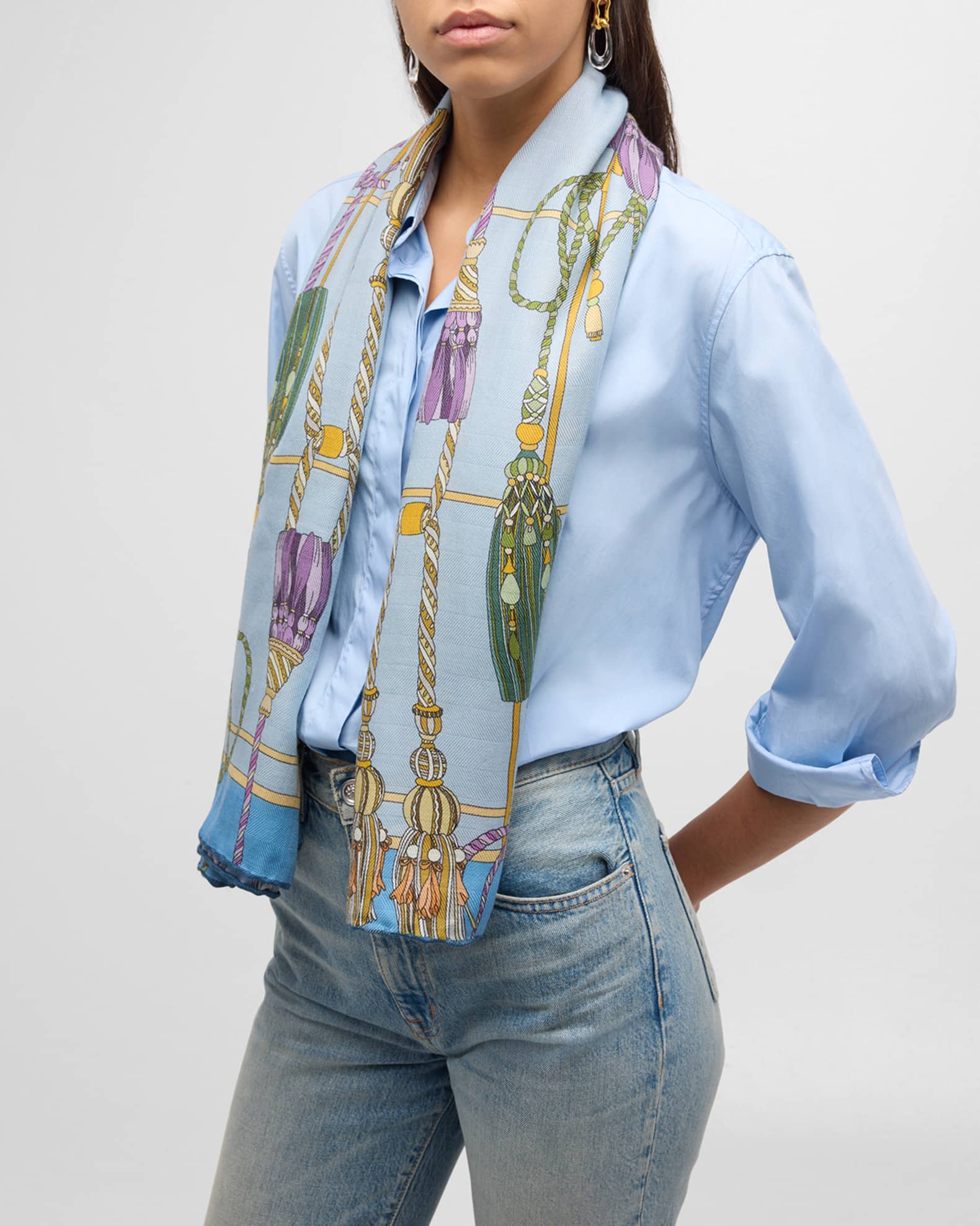 Remini Light Blue Cashmere-Blend Scarf  1