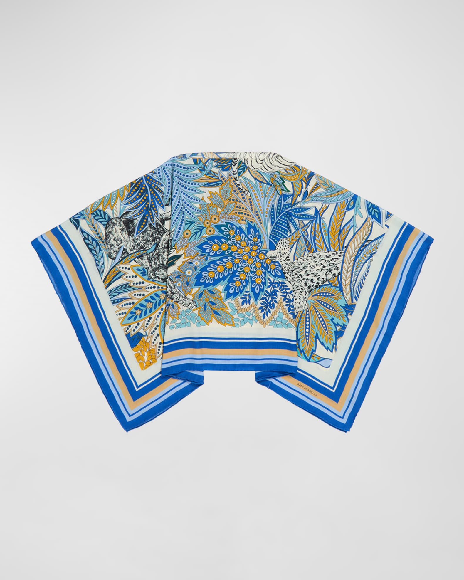 Amazonia Cobalt Print Cashmere-Blend Poncho  0