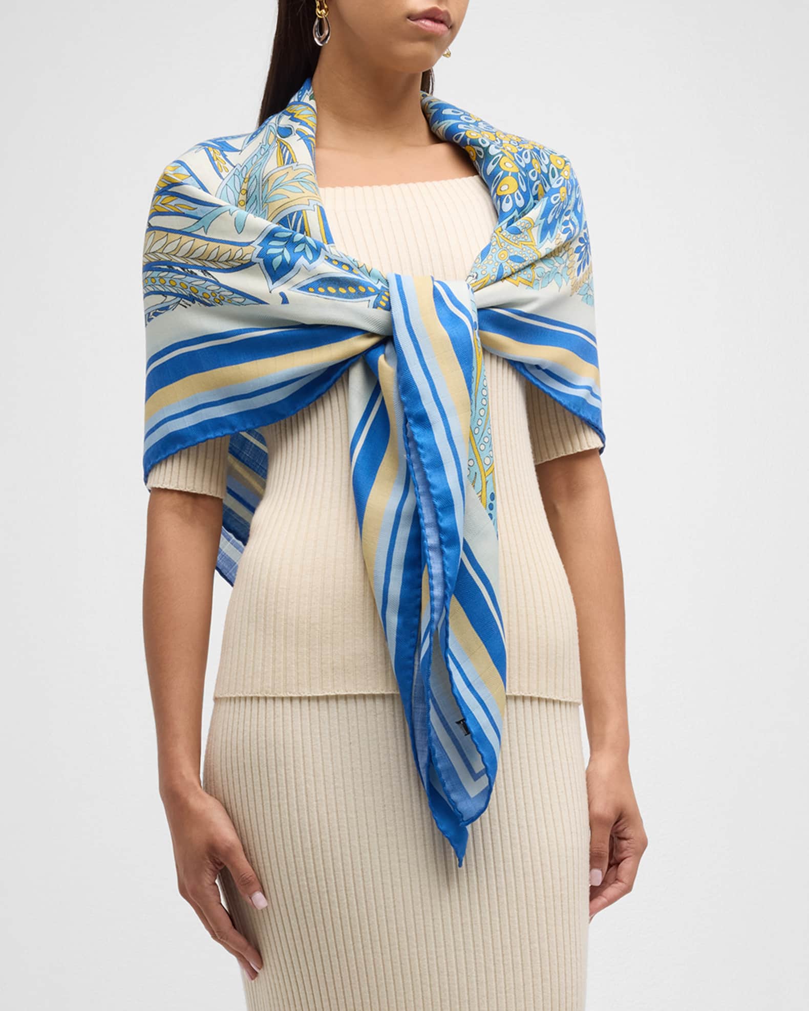Amazonia Cobalt Cashmere-Blend Scarf  1