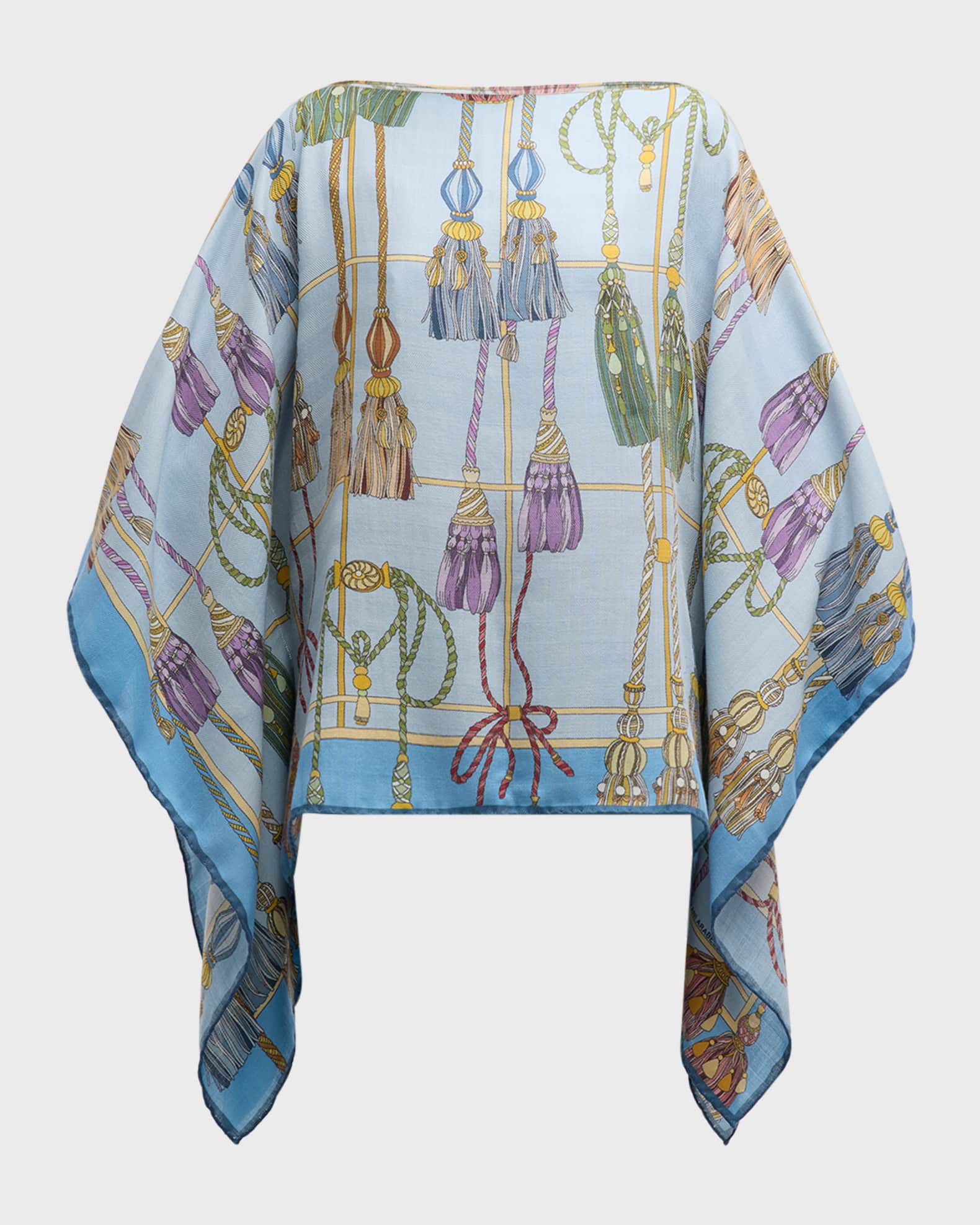 Remini Light Blue Cashmere-Blend Poncho  0