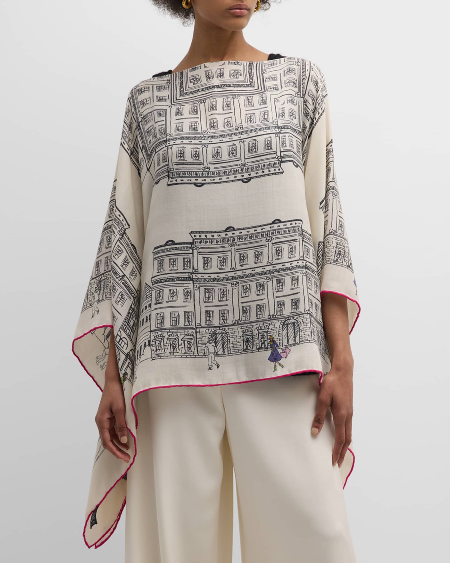 Asti Ivory Cashmere-Blend Poncho  1