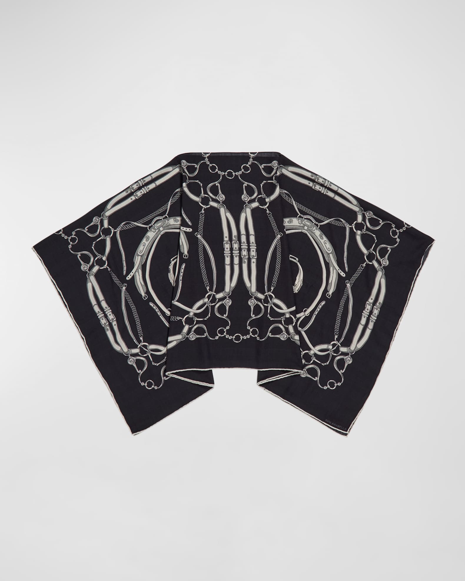 Lexington Black Print Cashmere-Blend Poncho  0