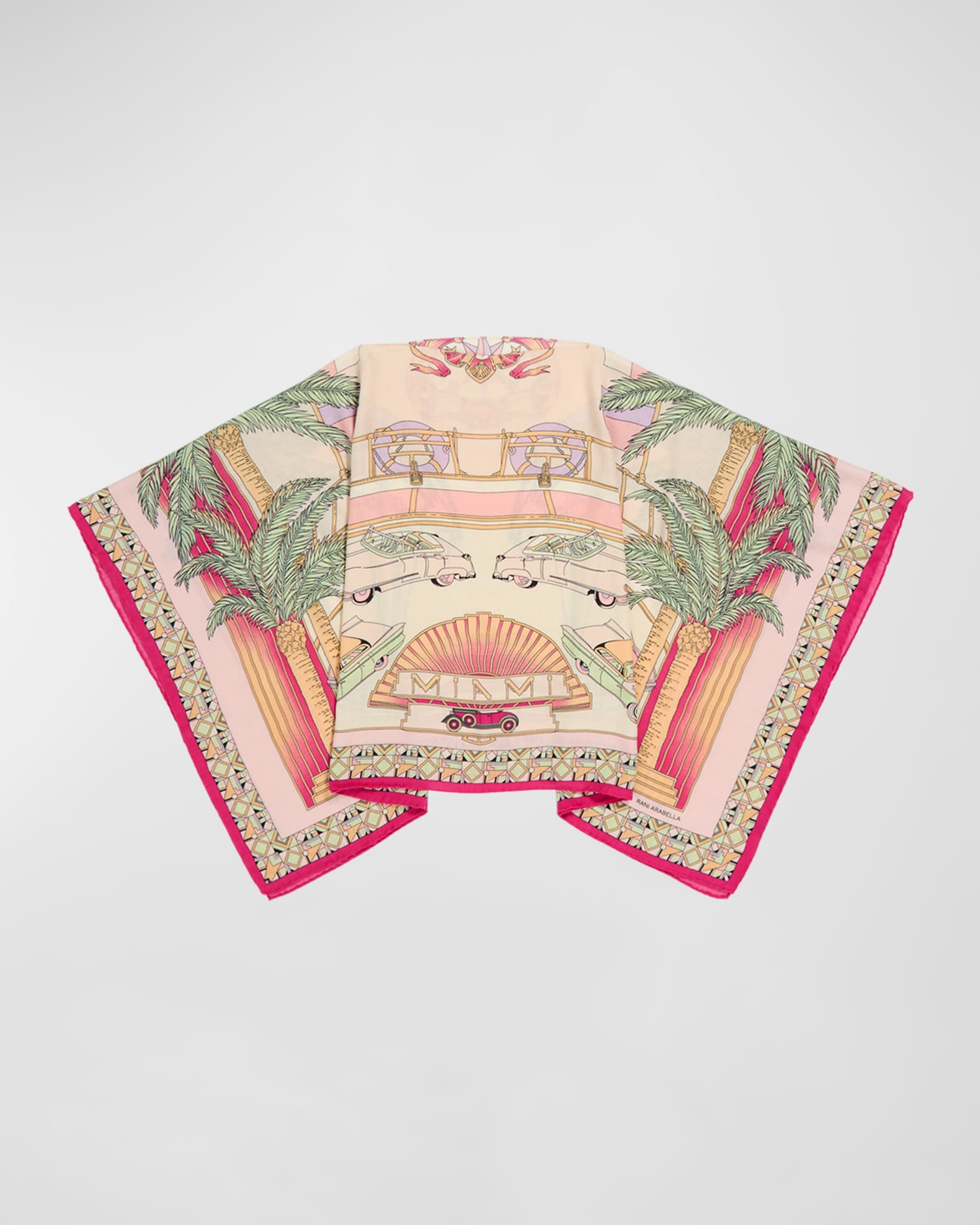 Miami Pink Print Cashmere-Blend Poncho  0