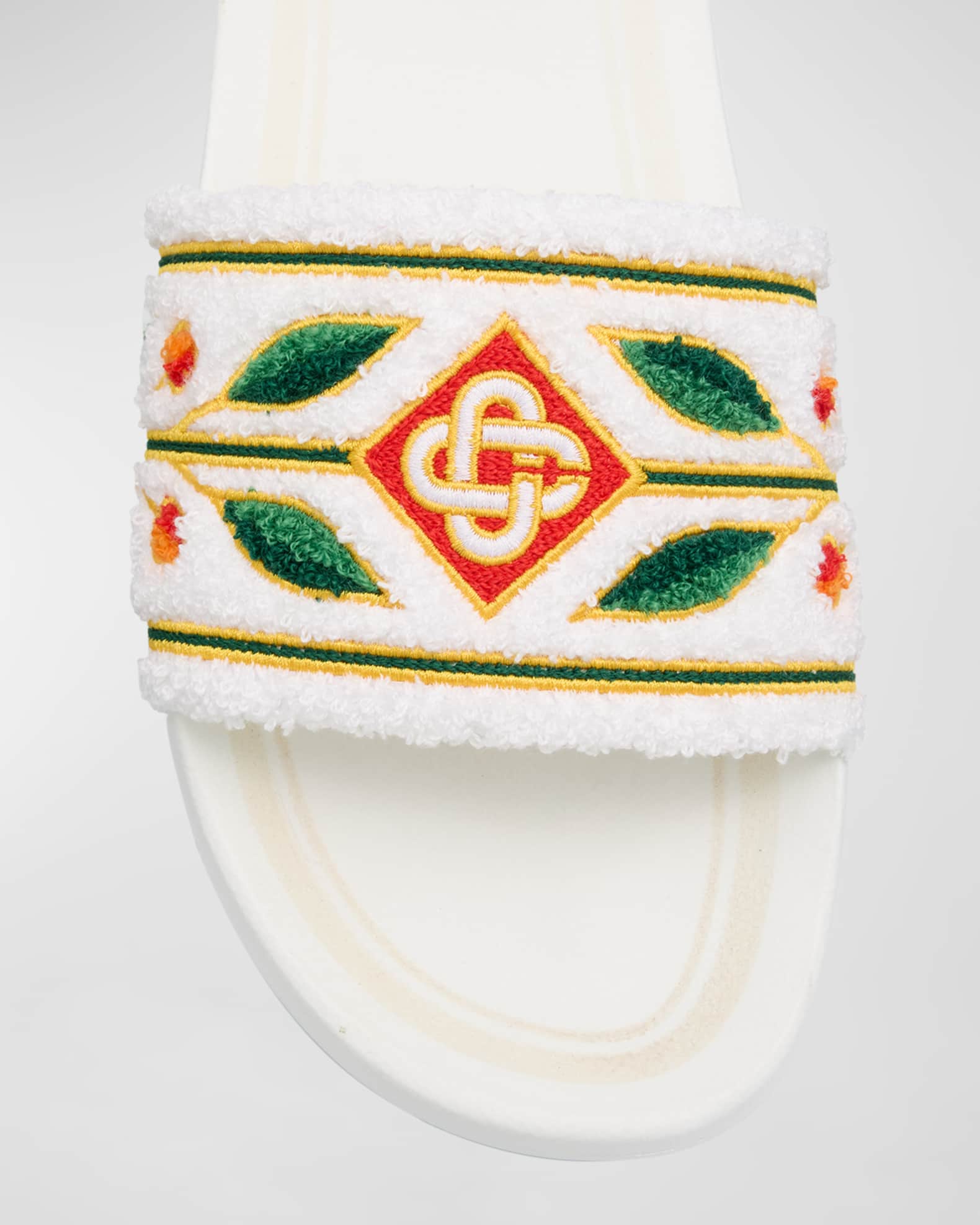 サンダル・ミュール Casablanca CASABLANCA Men's Embroidered Cotton Slide Sandals | Neiman