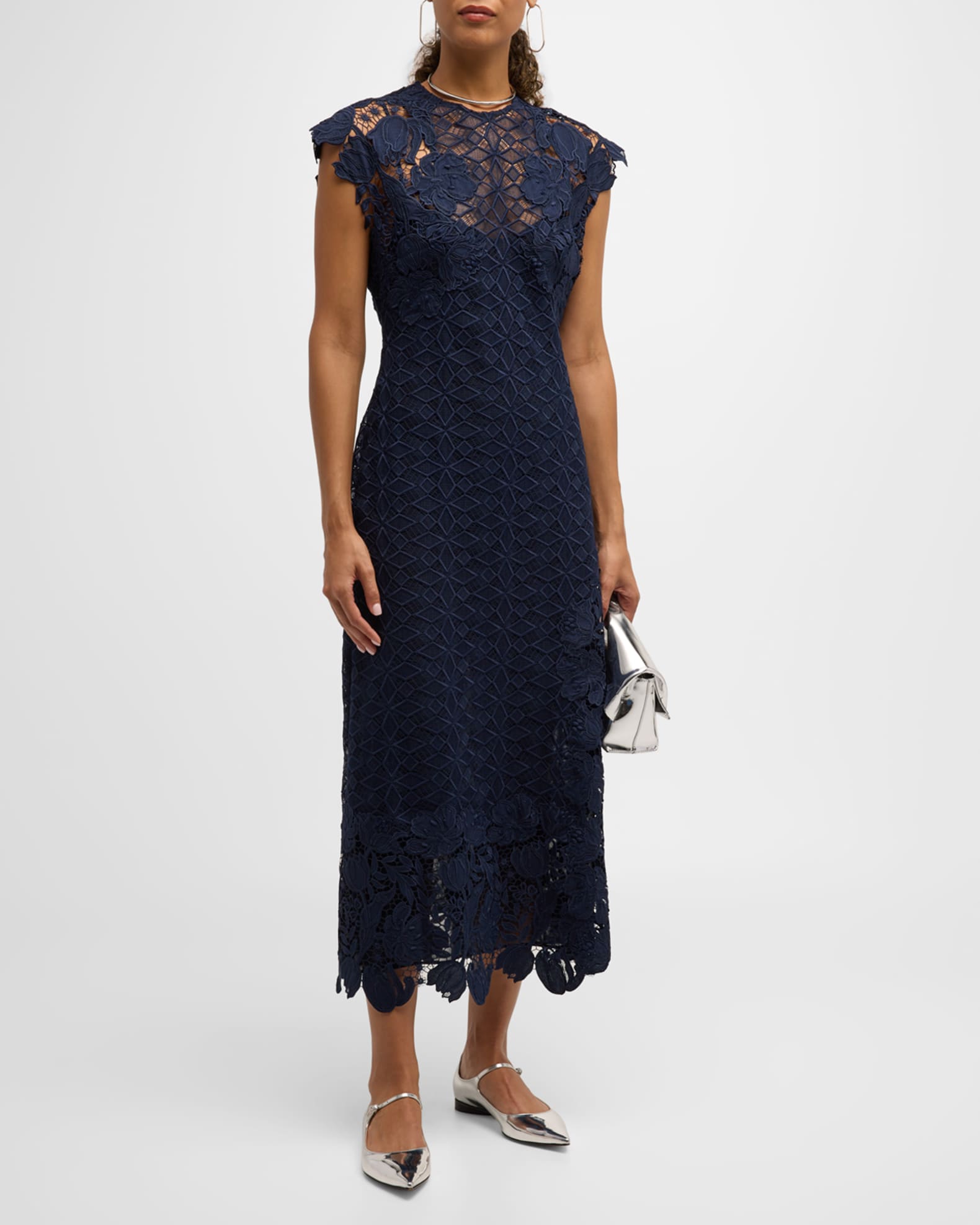 Lela Rose Floral Lace Pencil Dress Neiman Marcus